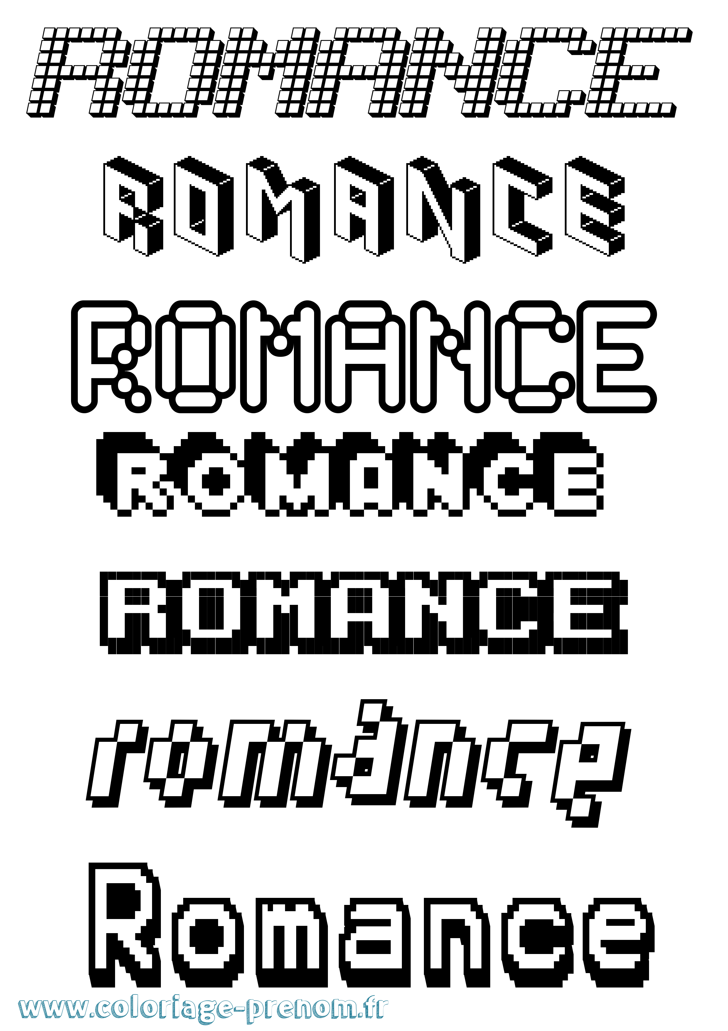 Coloriage Romance Pixel Coloriage prénom Romance Pixel