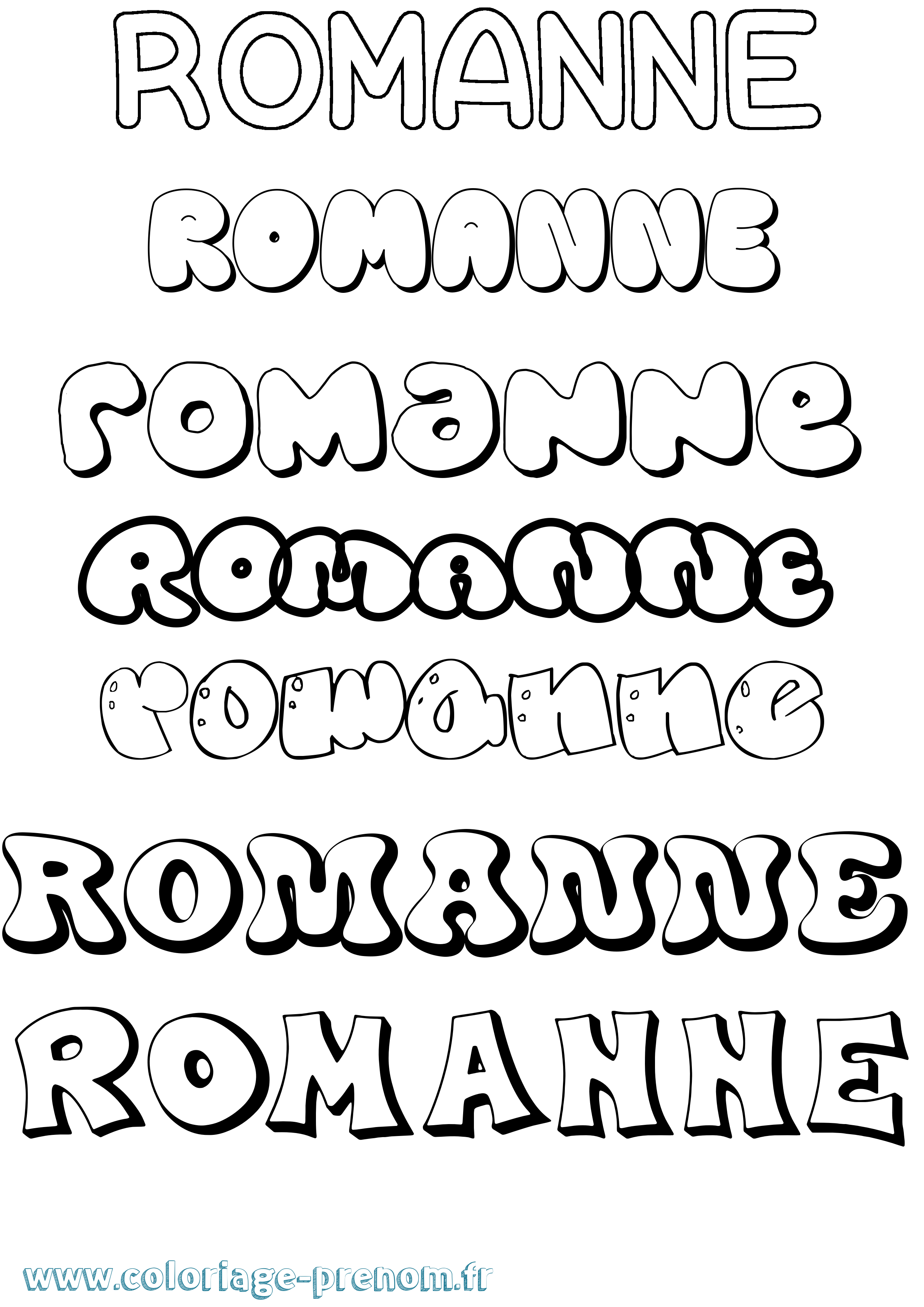 Coloriage Romanne Bubble Coloriage prénom Romanne Bubble
