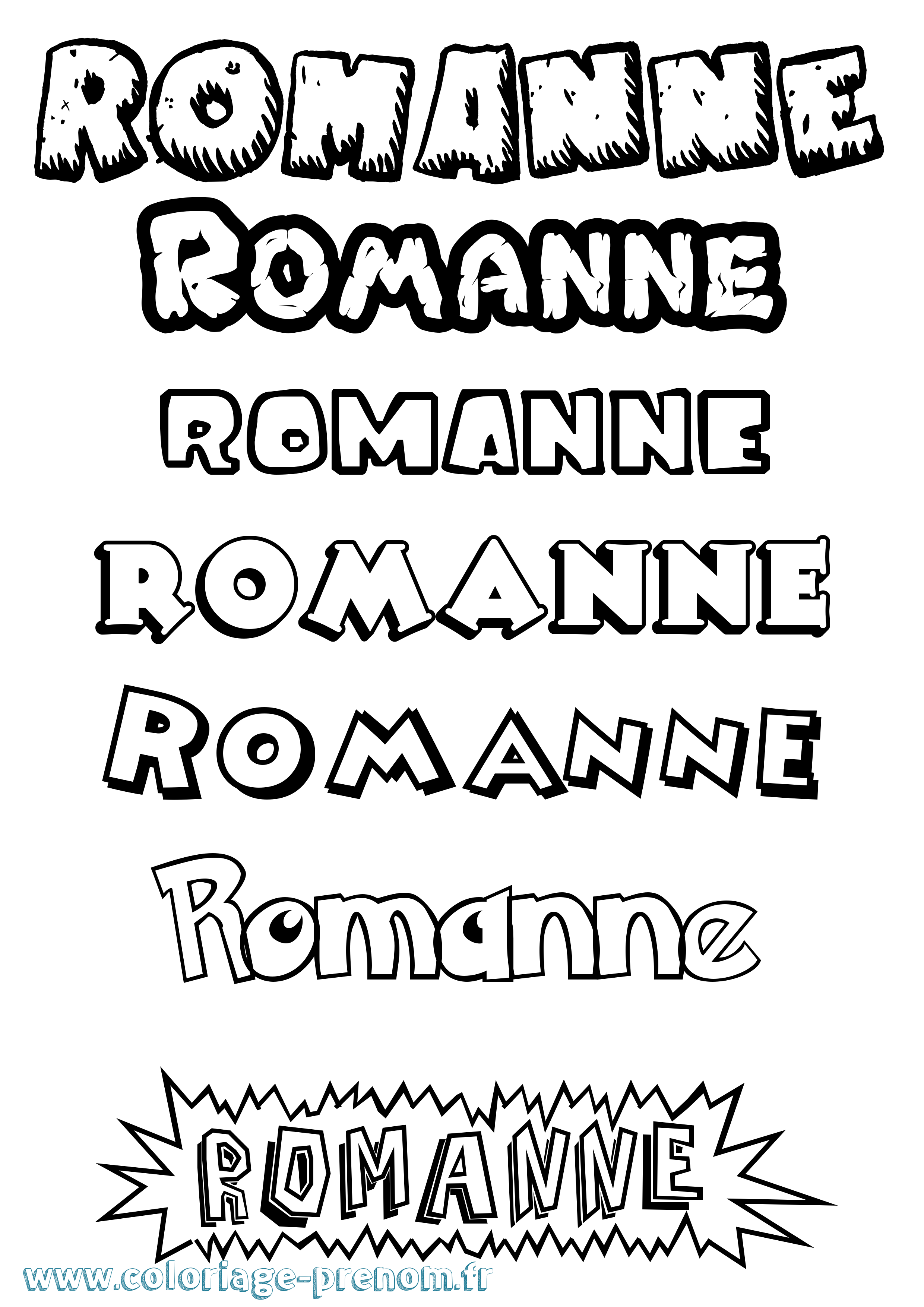 Coloriage Romanne Dessin Animé Coloriage prénom Romanne Dessin Animé