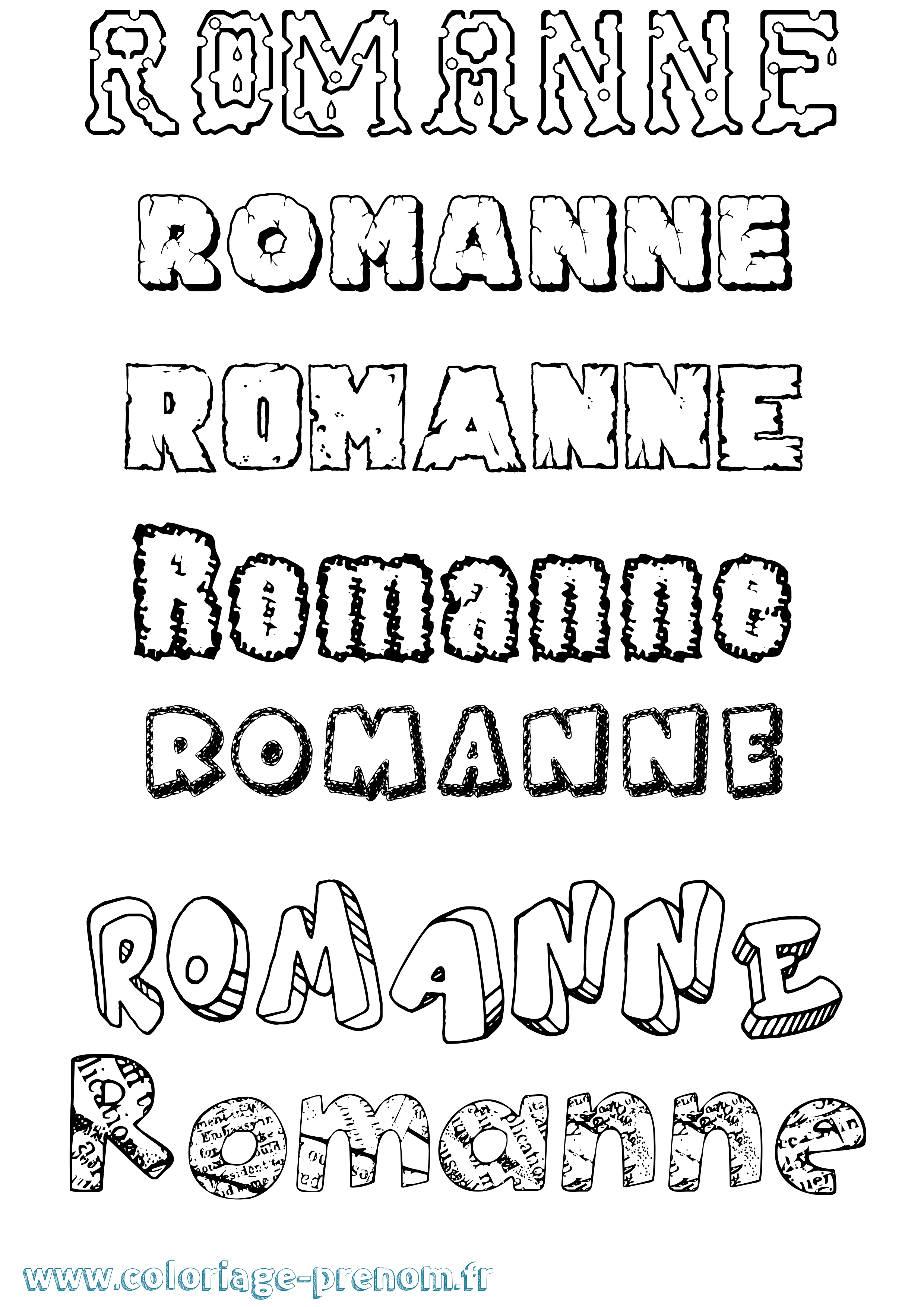 Coloriage Romanne Destructuré Coloriage prénom Romanne Destructuré