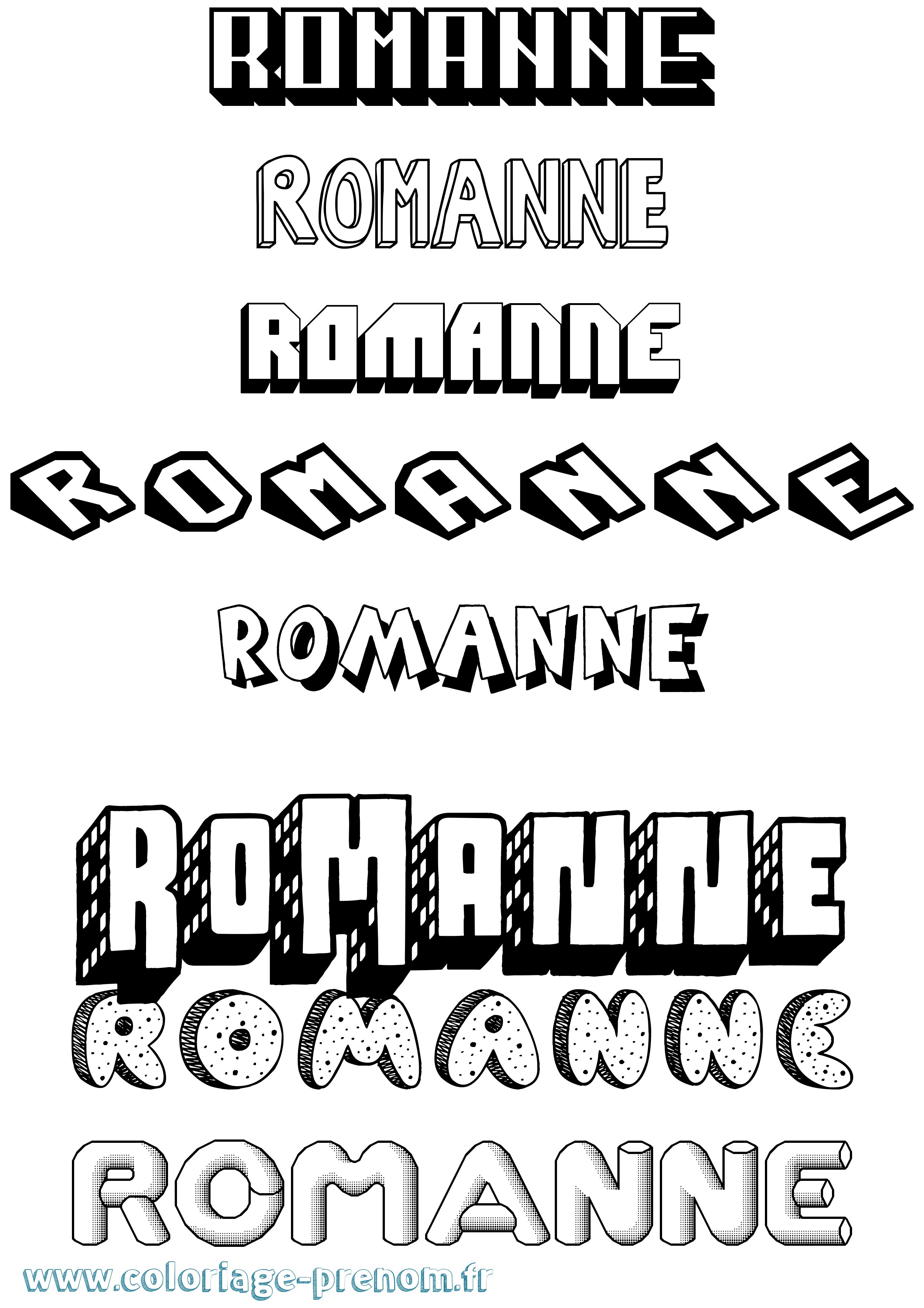 Coloriage Romanne Effet 3D Coloriage prénom Romanne Effet 3D