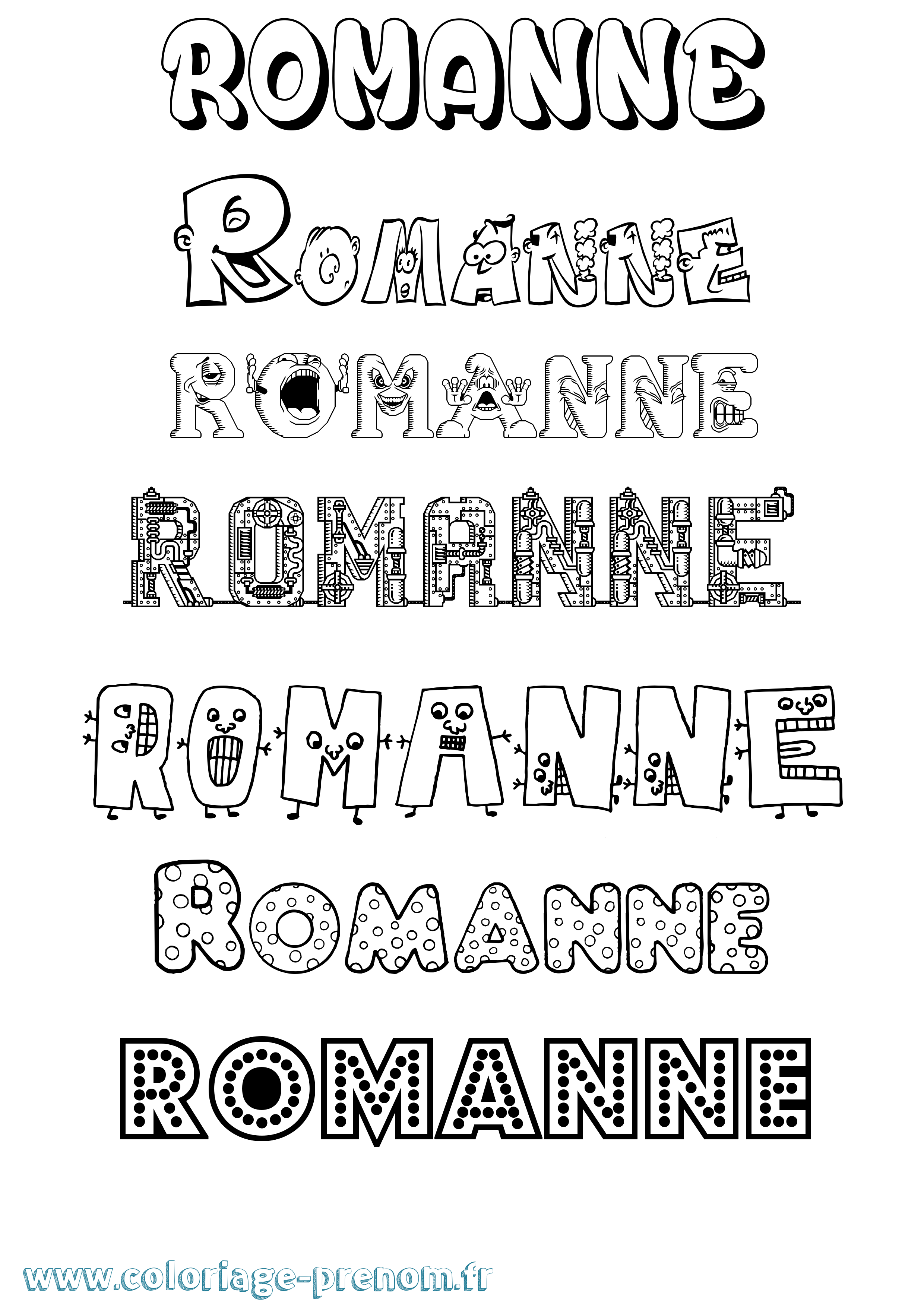 Coloriage Romanne Fun Coloriage prénom Romanne Fun
