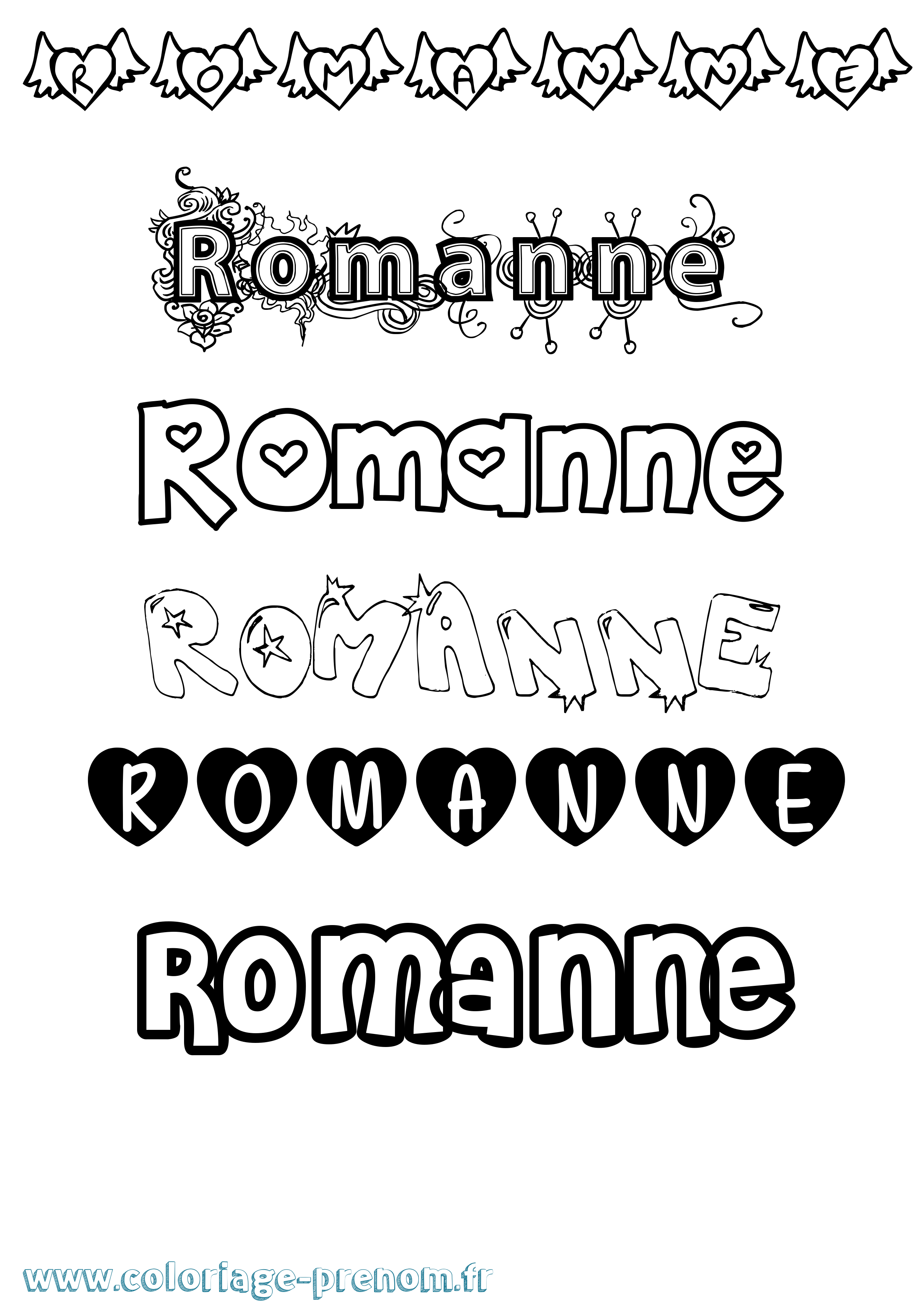 Coloriage Romanne Girly Coloriage prénom Romanne Girly