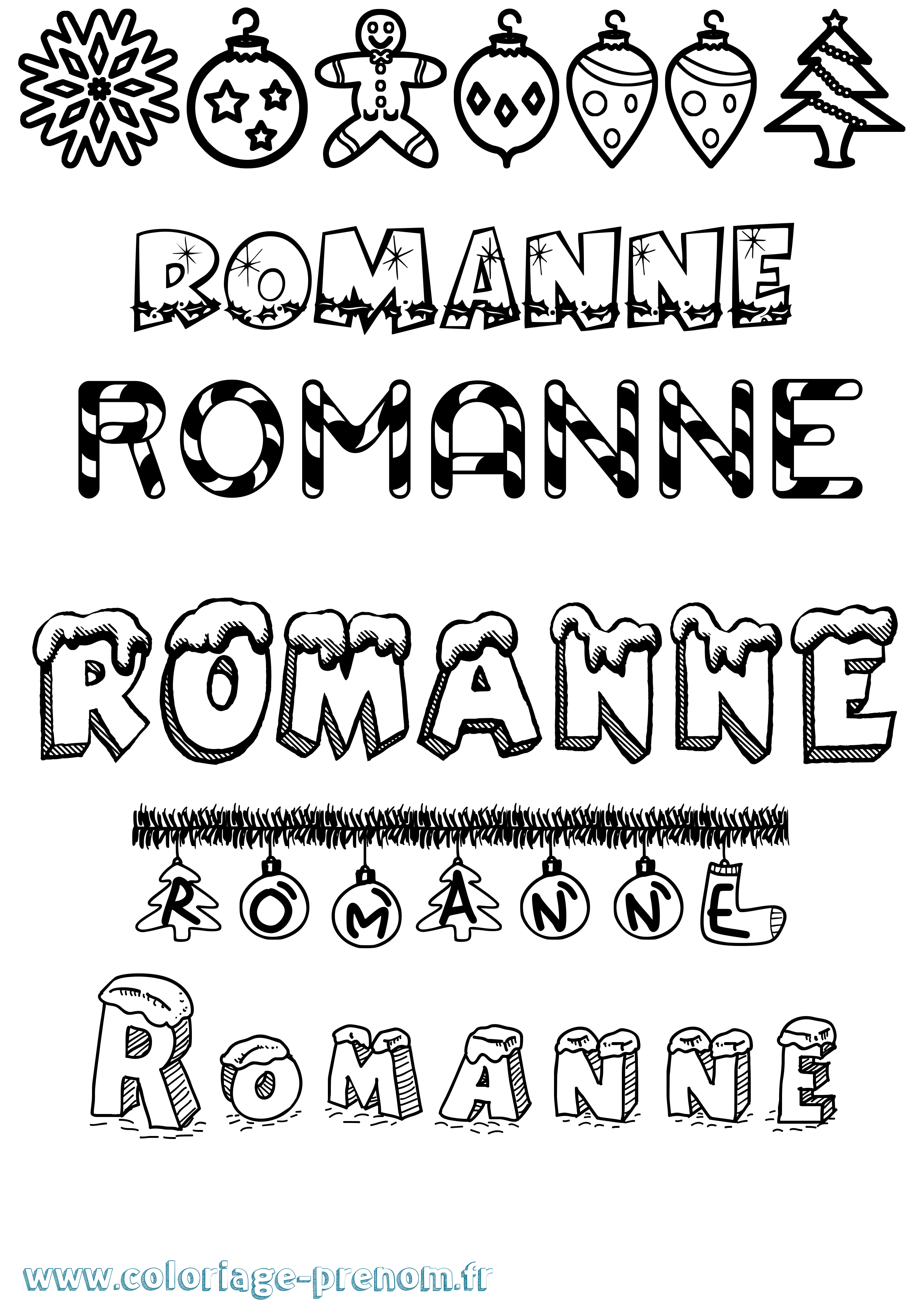 Coloriage Romanne Noël Coloriage prénom Romanne Noël