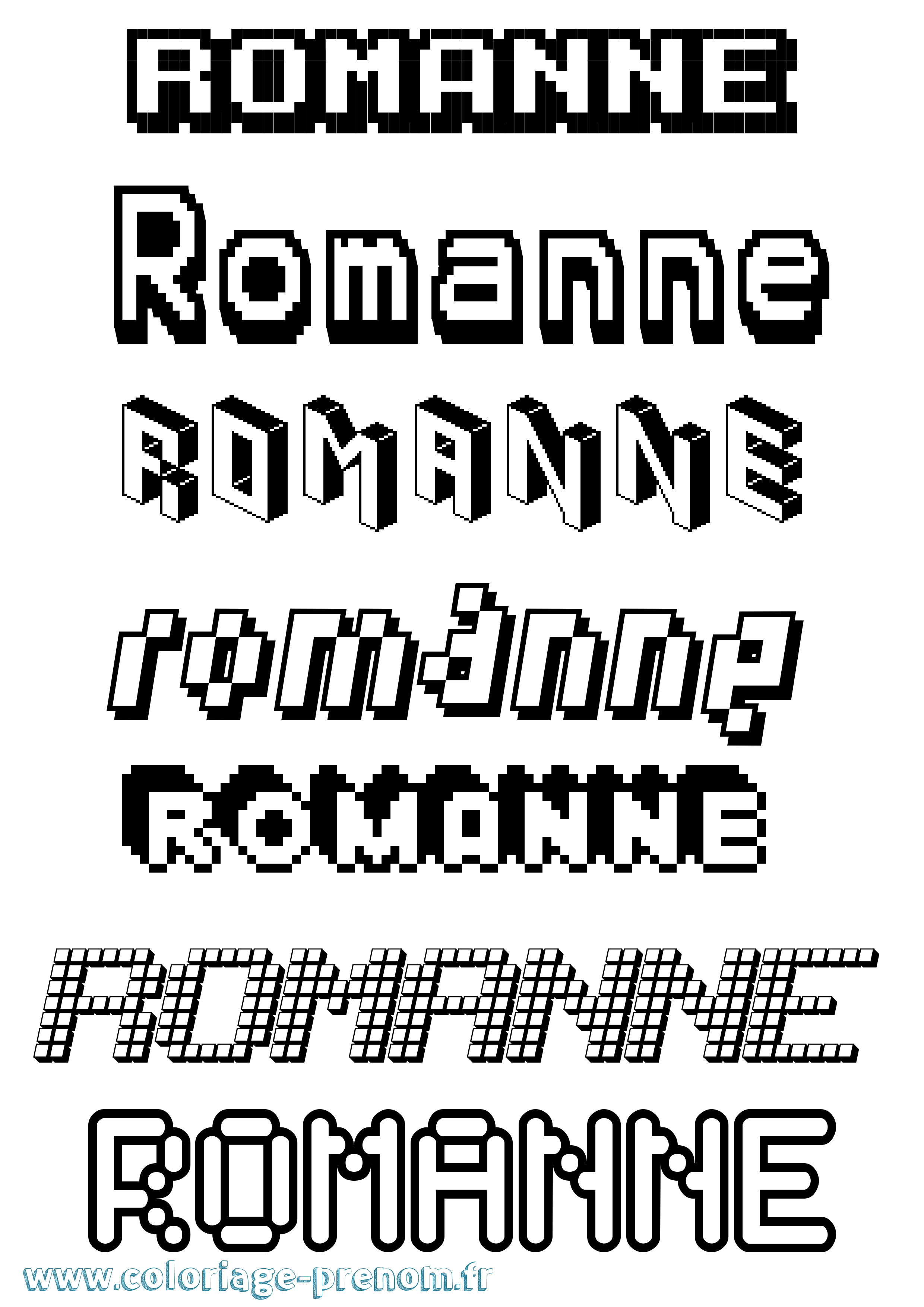 Coloriage Romanne Pixel Coloriage prénom Romanne Pixel