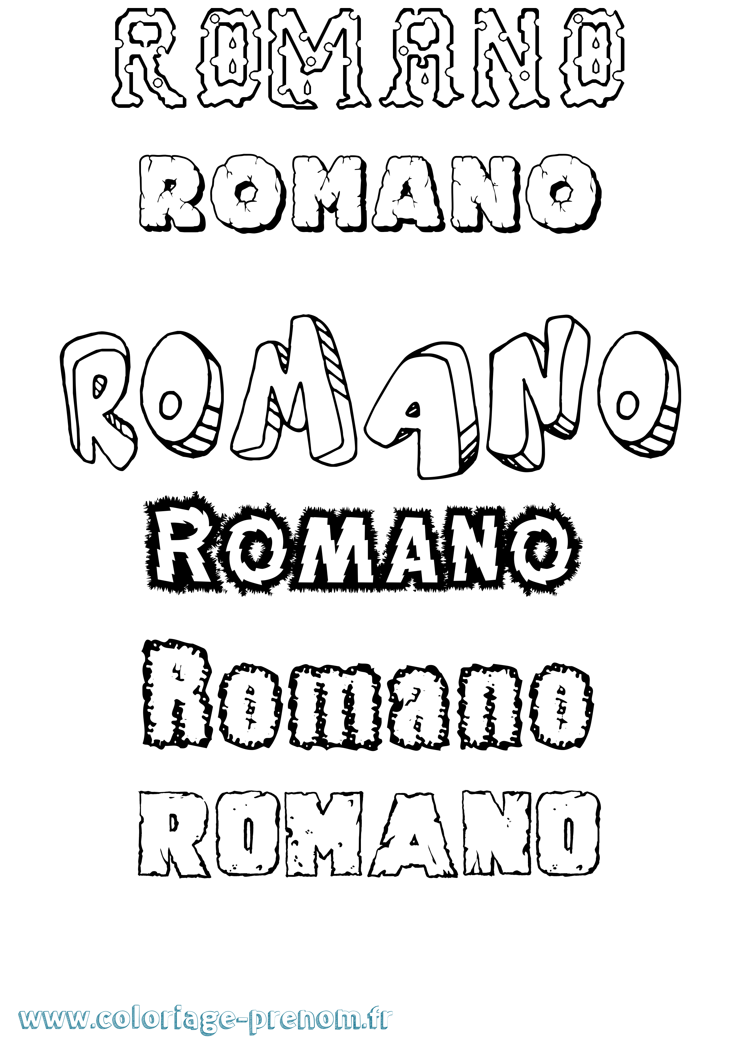 Coloriage Romano Destructuré Coloriage prénom Romano Destructuré