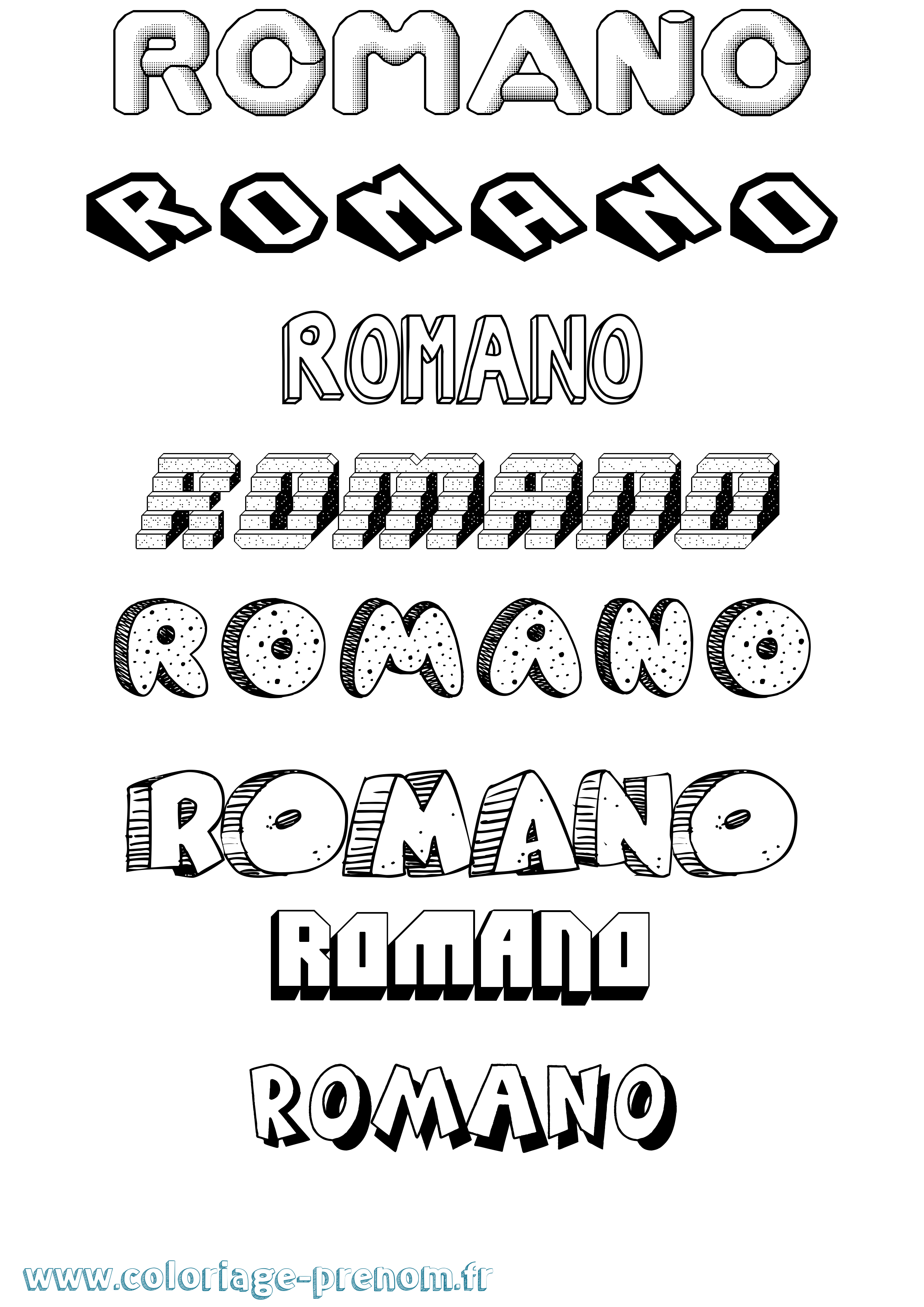 Coloriage Romano Effet 3D Coloriage prénom Romano Effet 3D