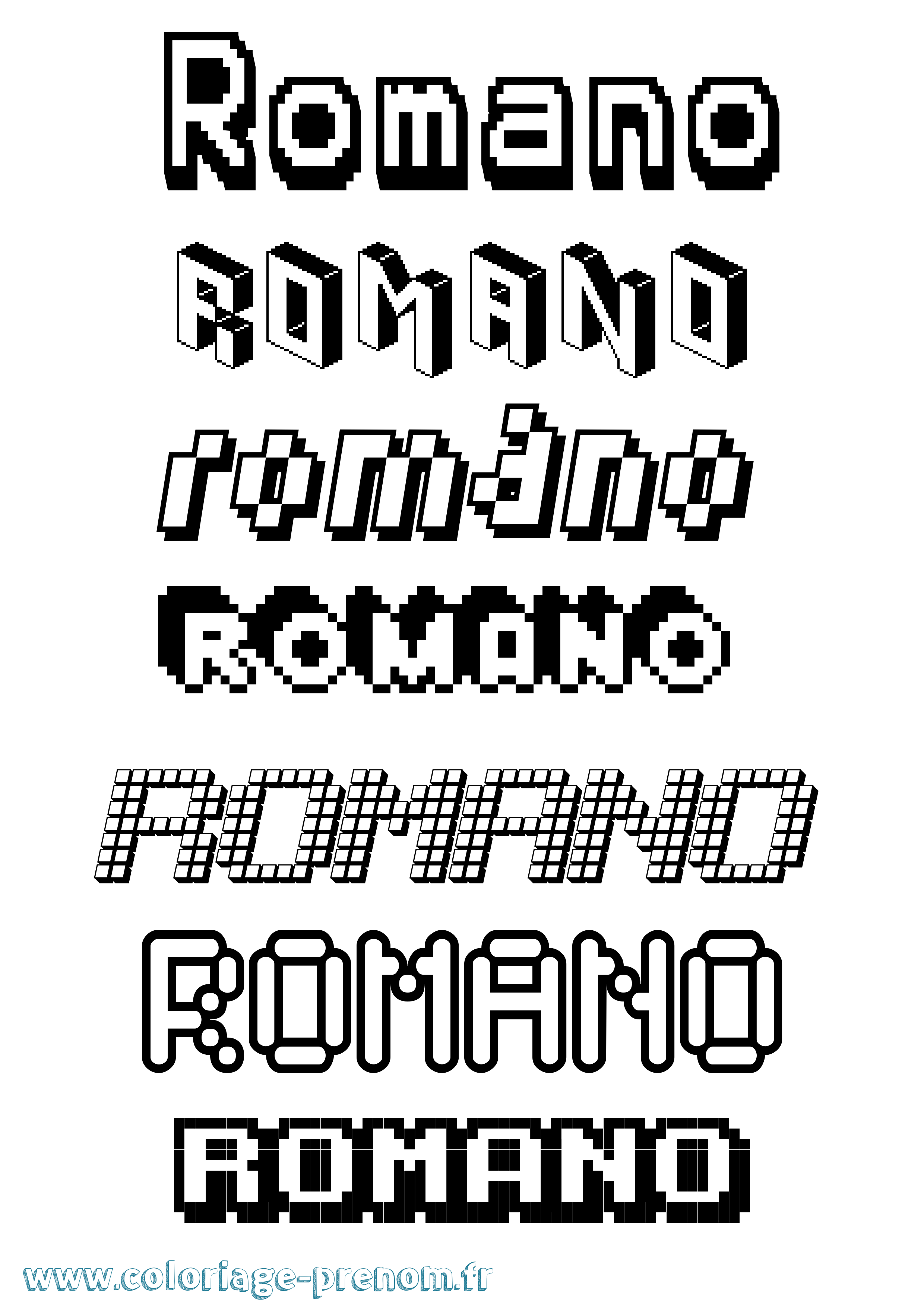 Coloriage Romano Pixel Coloriage prénom Romano Pixel