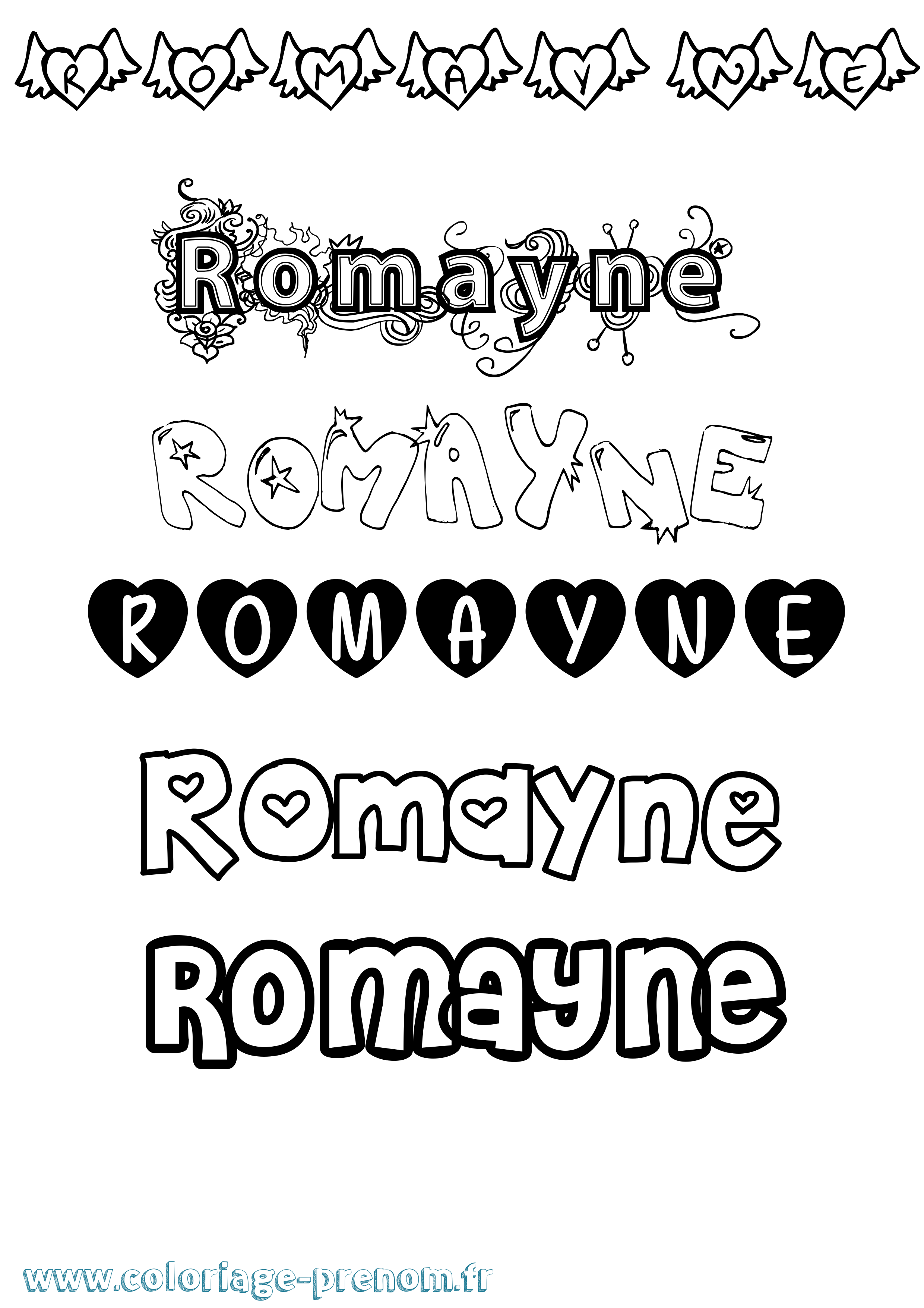 Coloriage Romayne Girly Coloriage prénom Romayne Girly