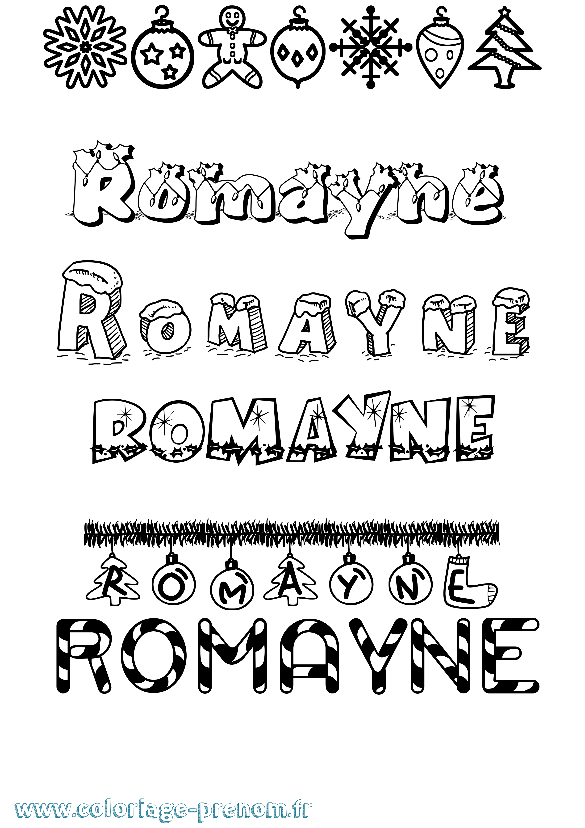 Coloriage Romayne Noël Coloriage prénom Romayne Noël