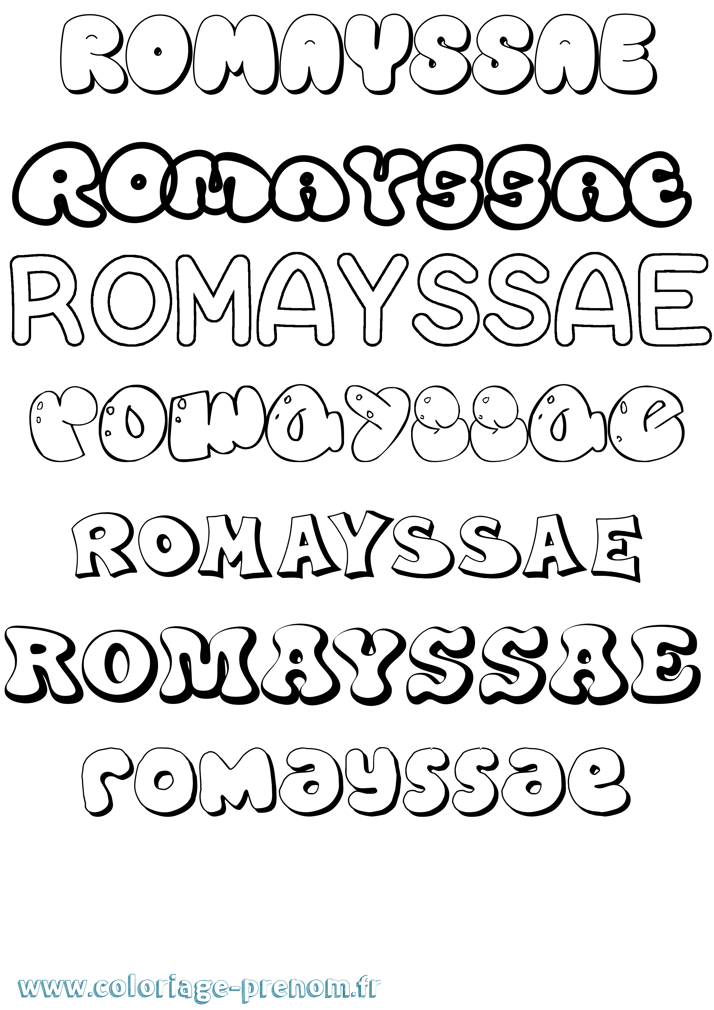 Coloriage Romayssae Bubble Coloriage prénom Romayssae Bubble
