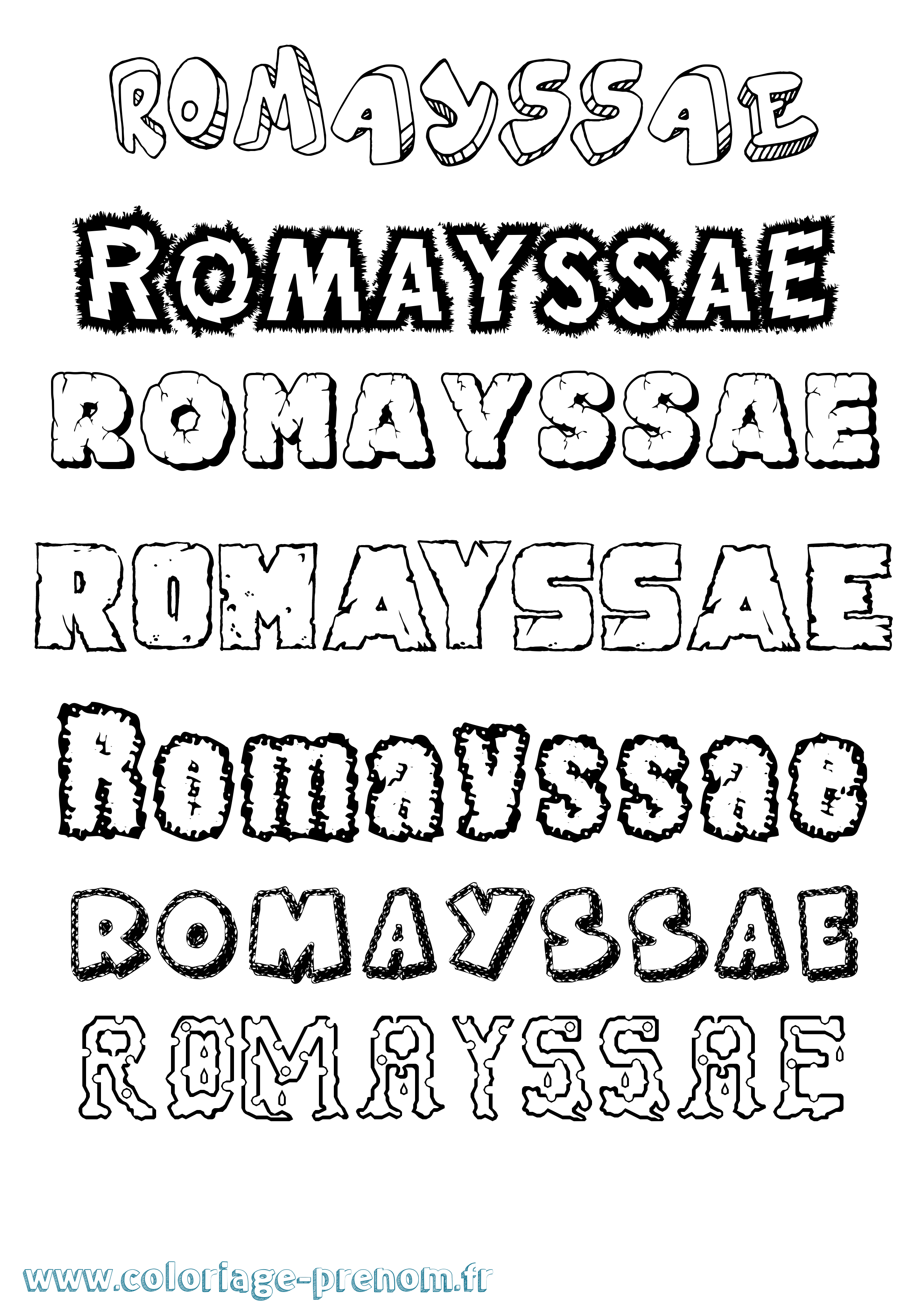 Coloriage Romayssae Destructuré Coloriage prénom Romayssae Destructuré