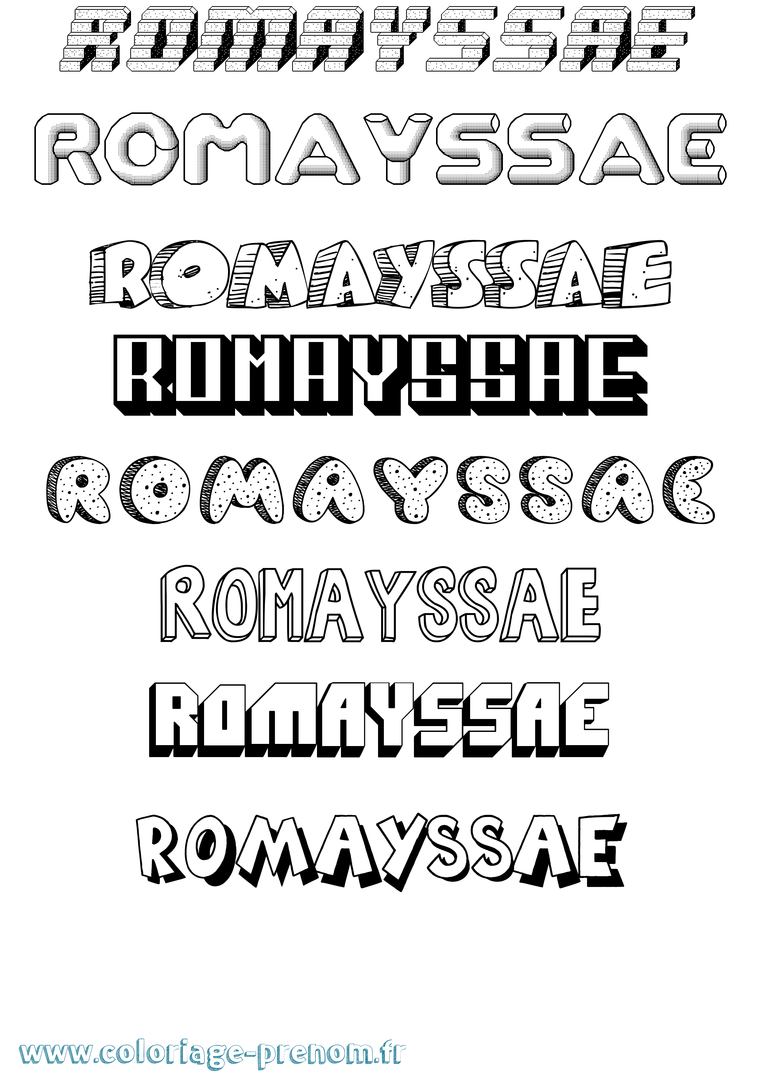 Coloriage Romayssae Effet 3D Coloriage prénom Romayssae Effet 3D