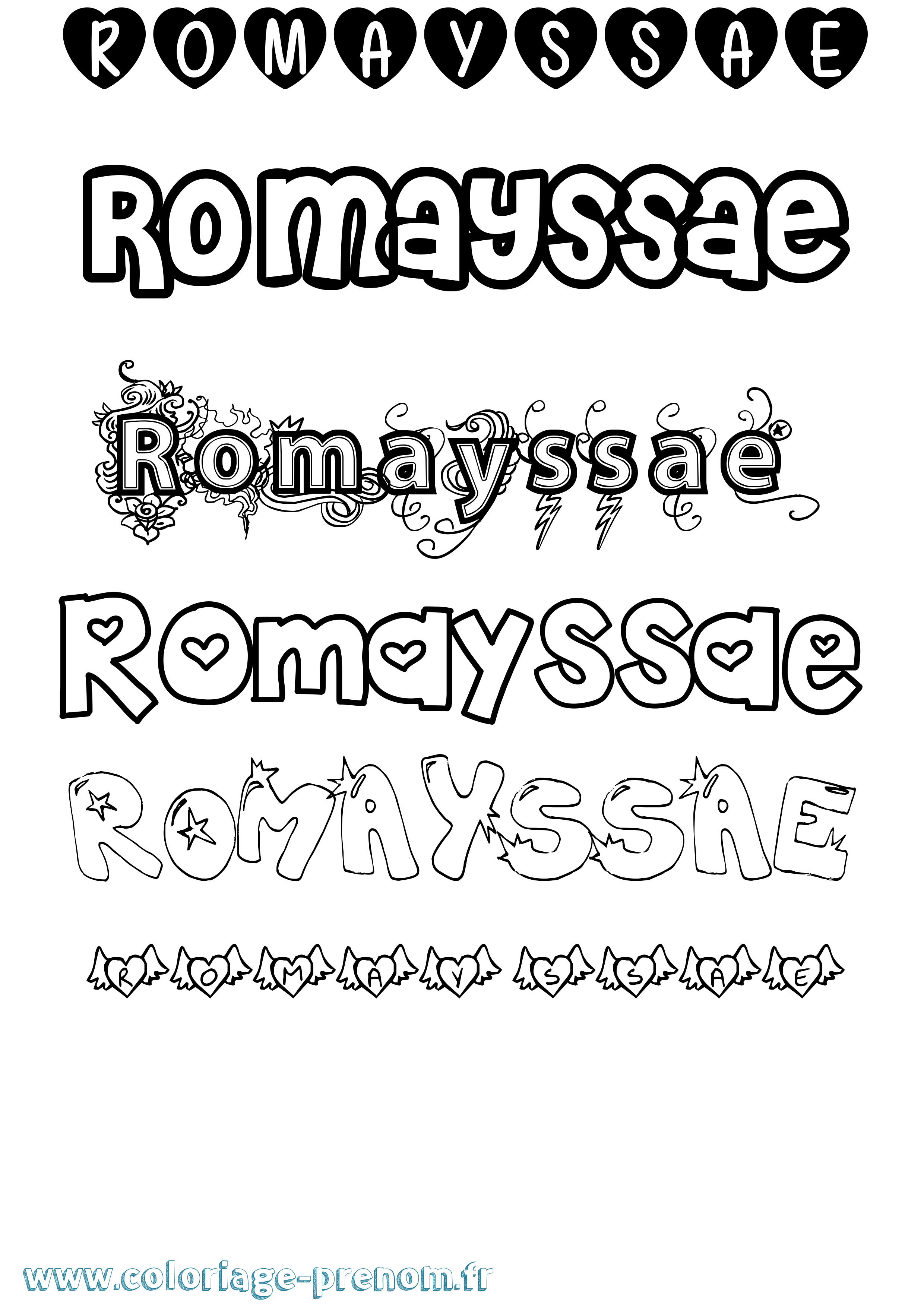Coloriage Romayssae Girly Coloriage prénom Romayssae Girly