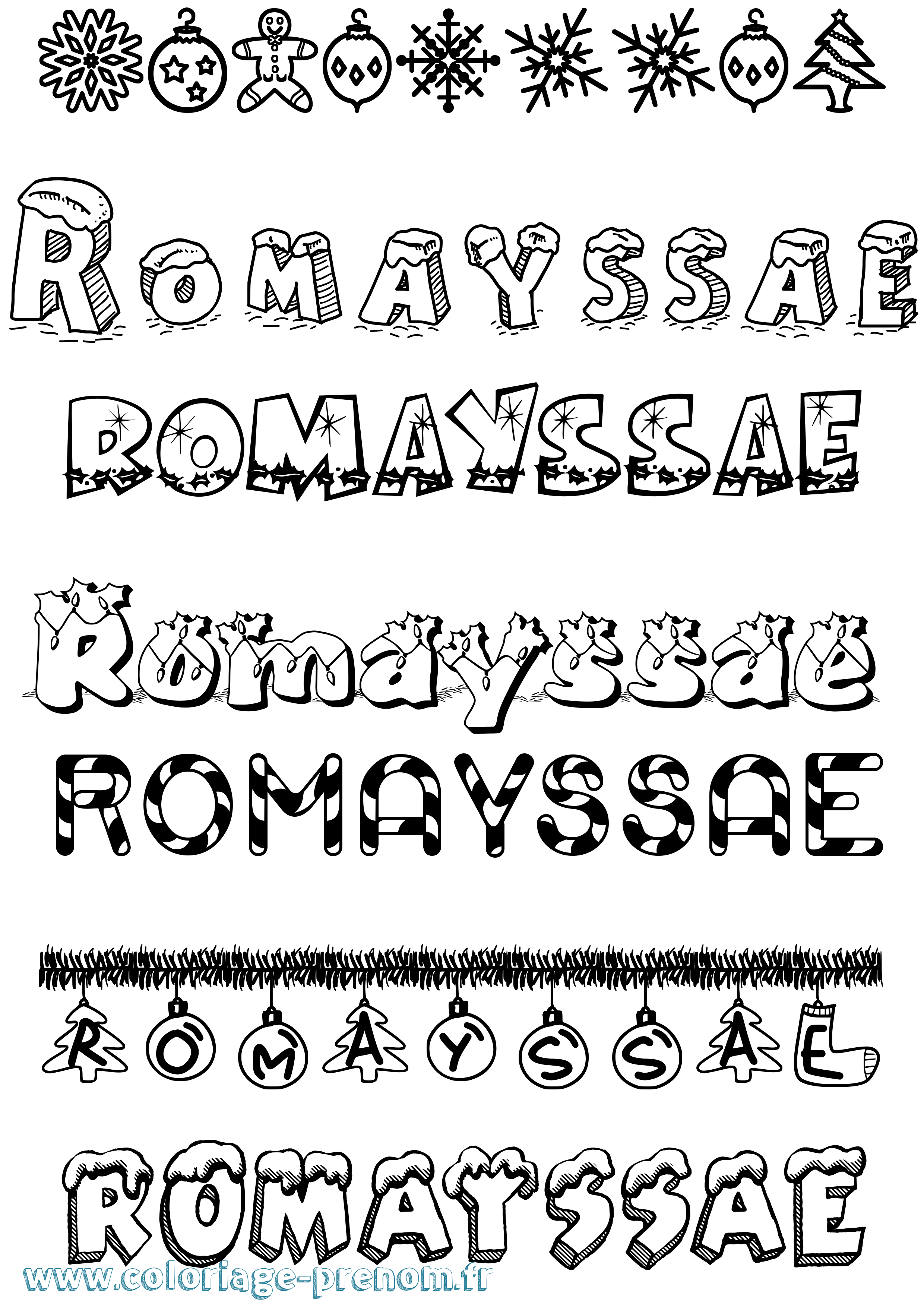 Coloriage Romayssae Noël Coloriage prénom Romayssae Noël