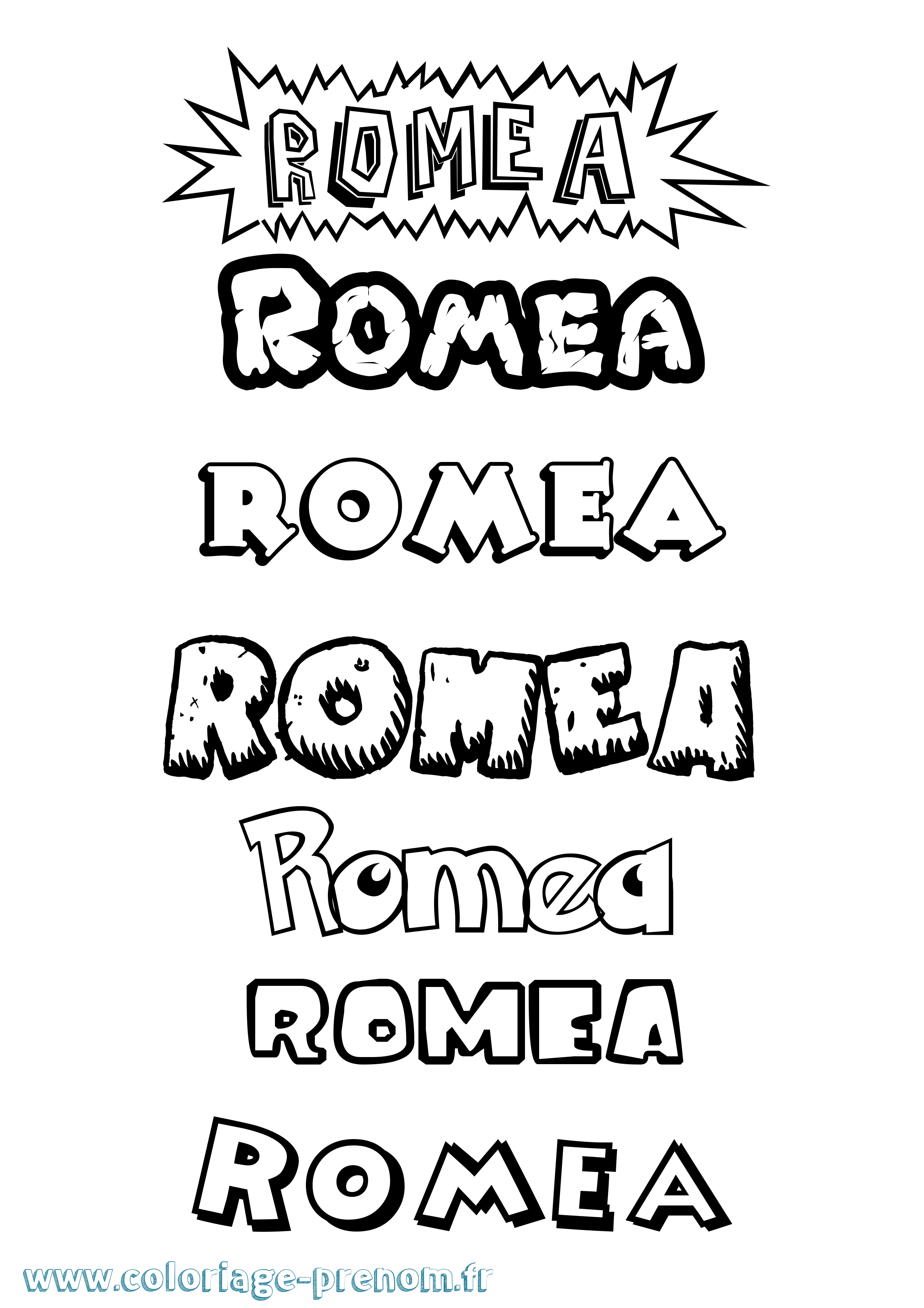 Coloriage Romea Dessin Animé Coloriage prénom Romea Dessin Animé