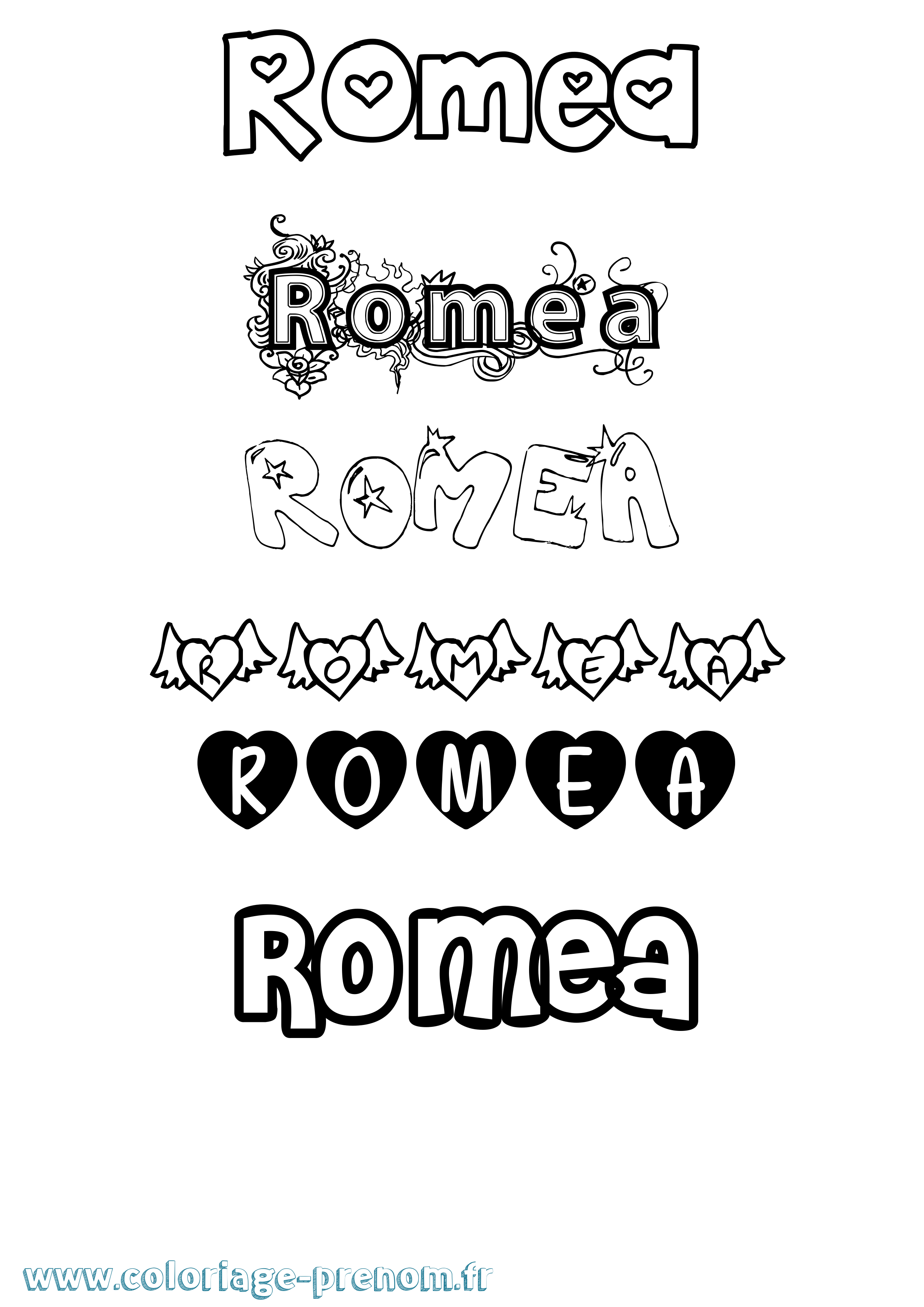 Coloriage Romea Girly Coloriage prénom Romea Girly