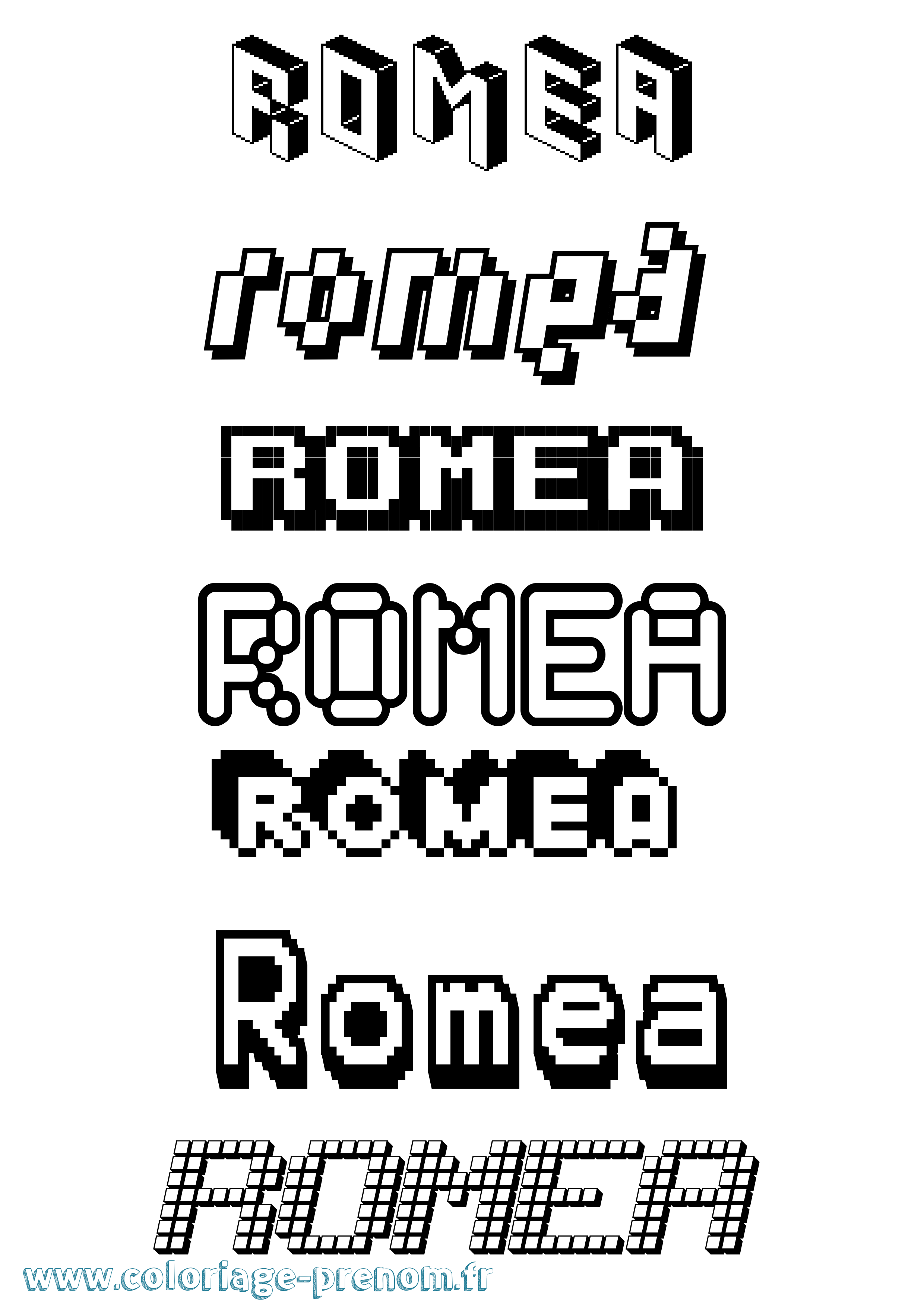 Coloriage Romea Pixel Coloriage prénom Romea Pixel