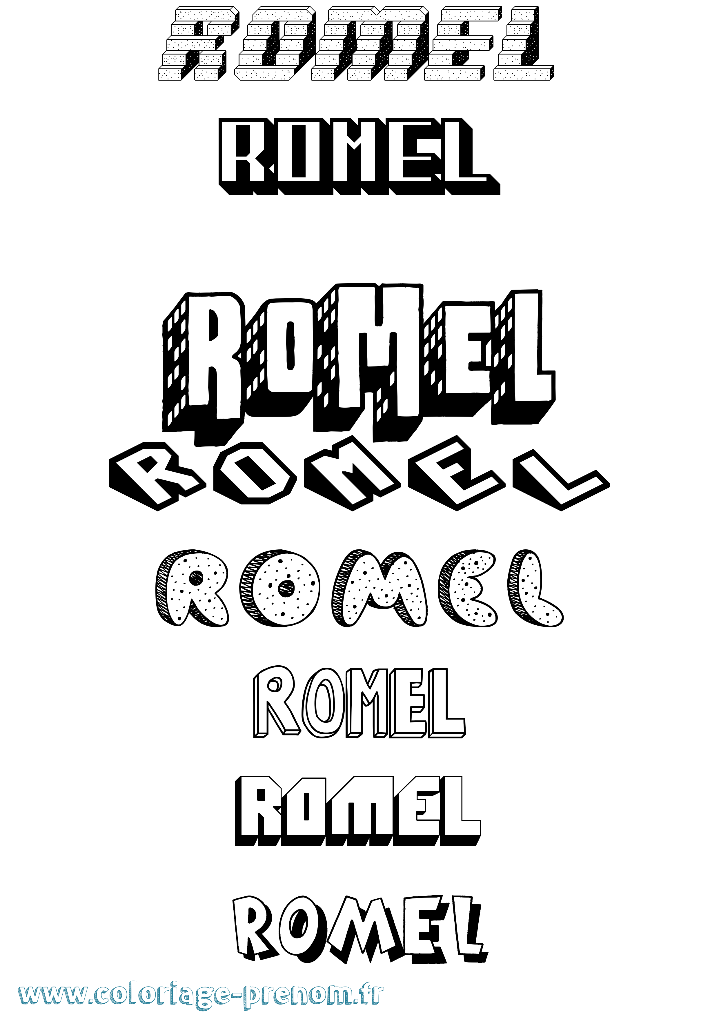 Coloriage Romel Effet 3D Coloriage prénom Romel Effet 3D