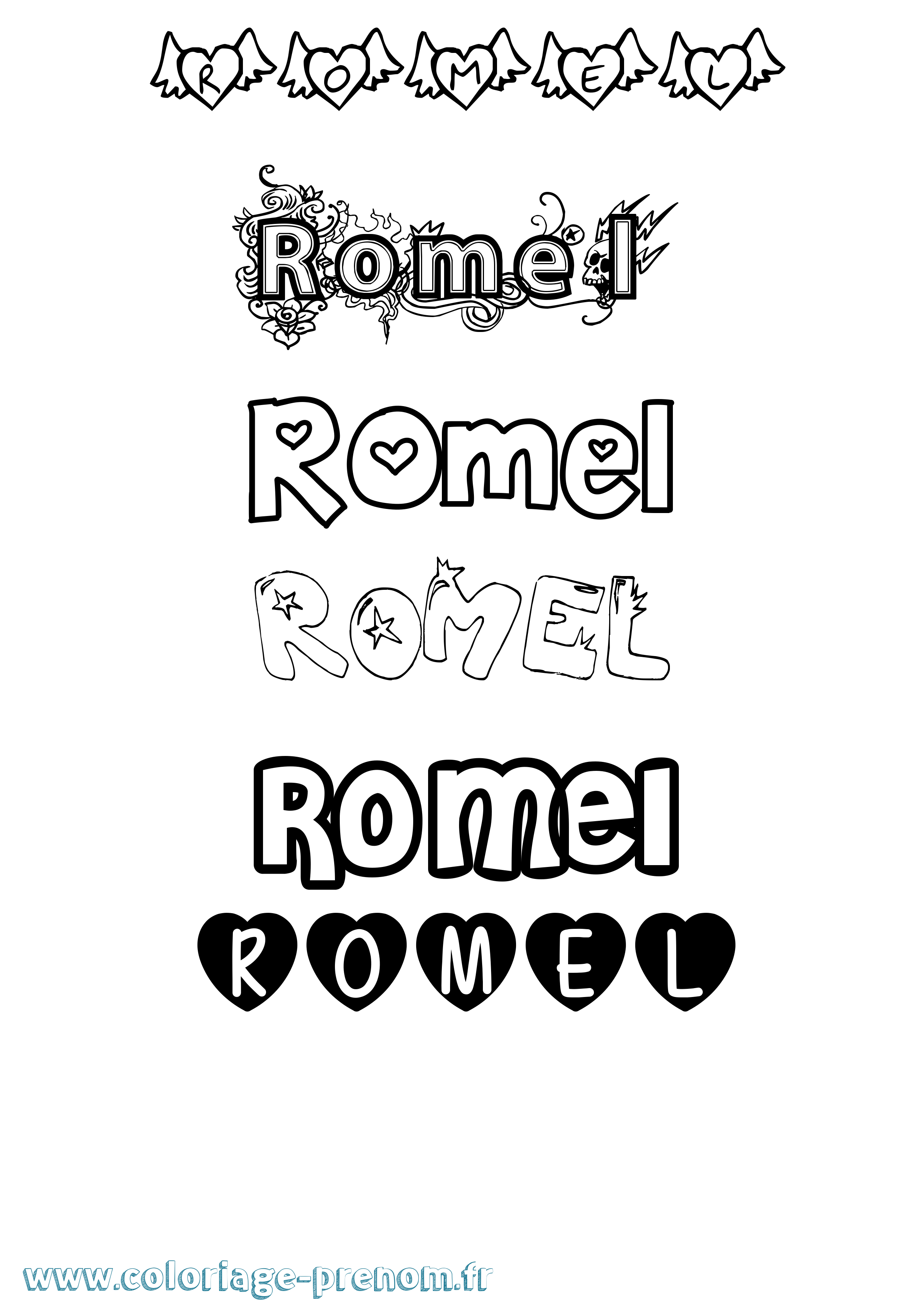 Coloriage Romel Girly Coloriage prénom Romel Girly