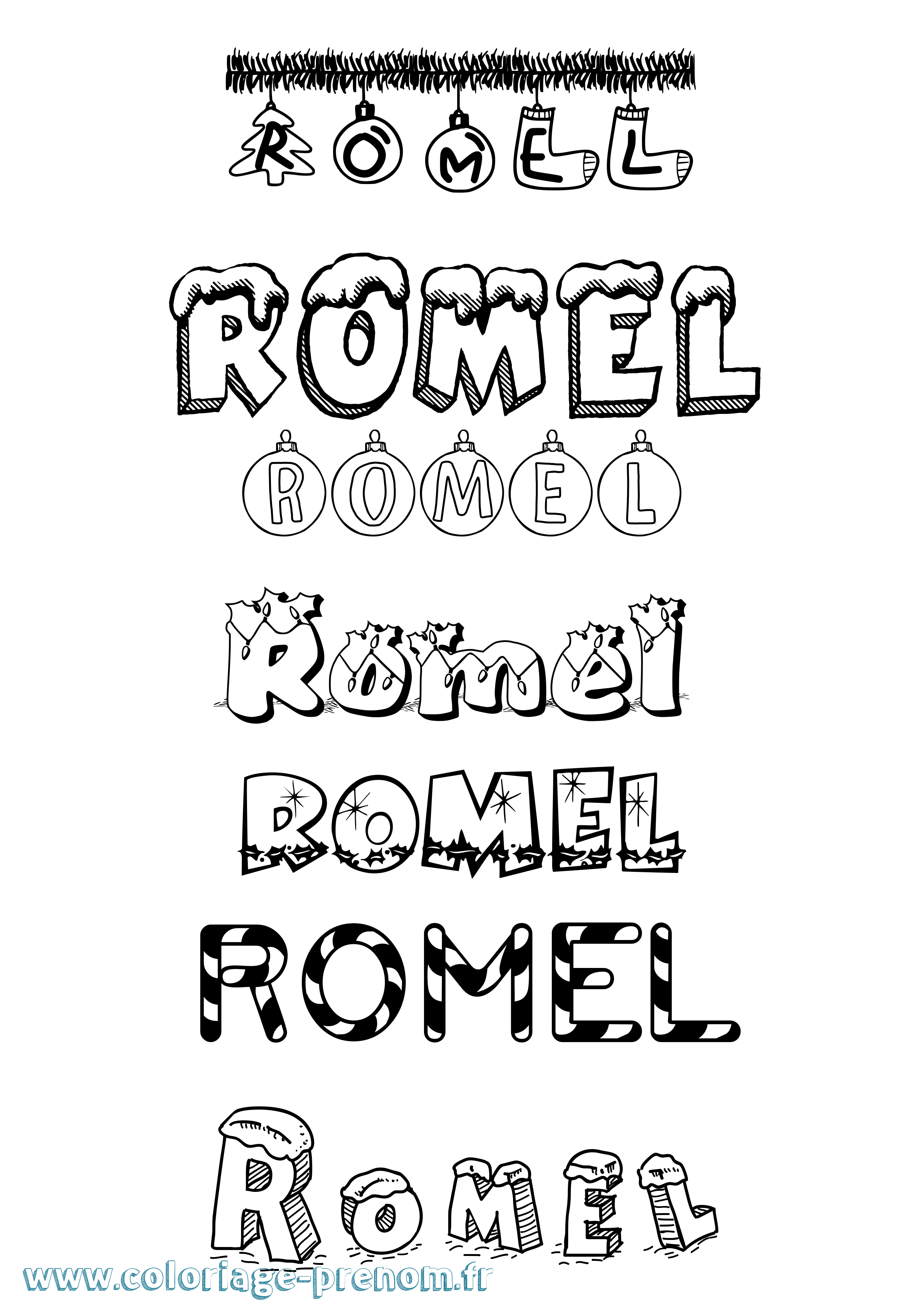 Coloriage Romel Noël Coloriage prénom Romel Noël