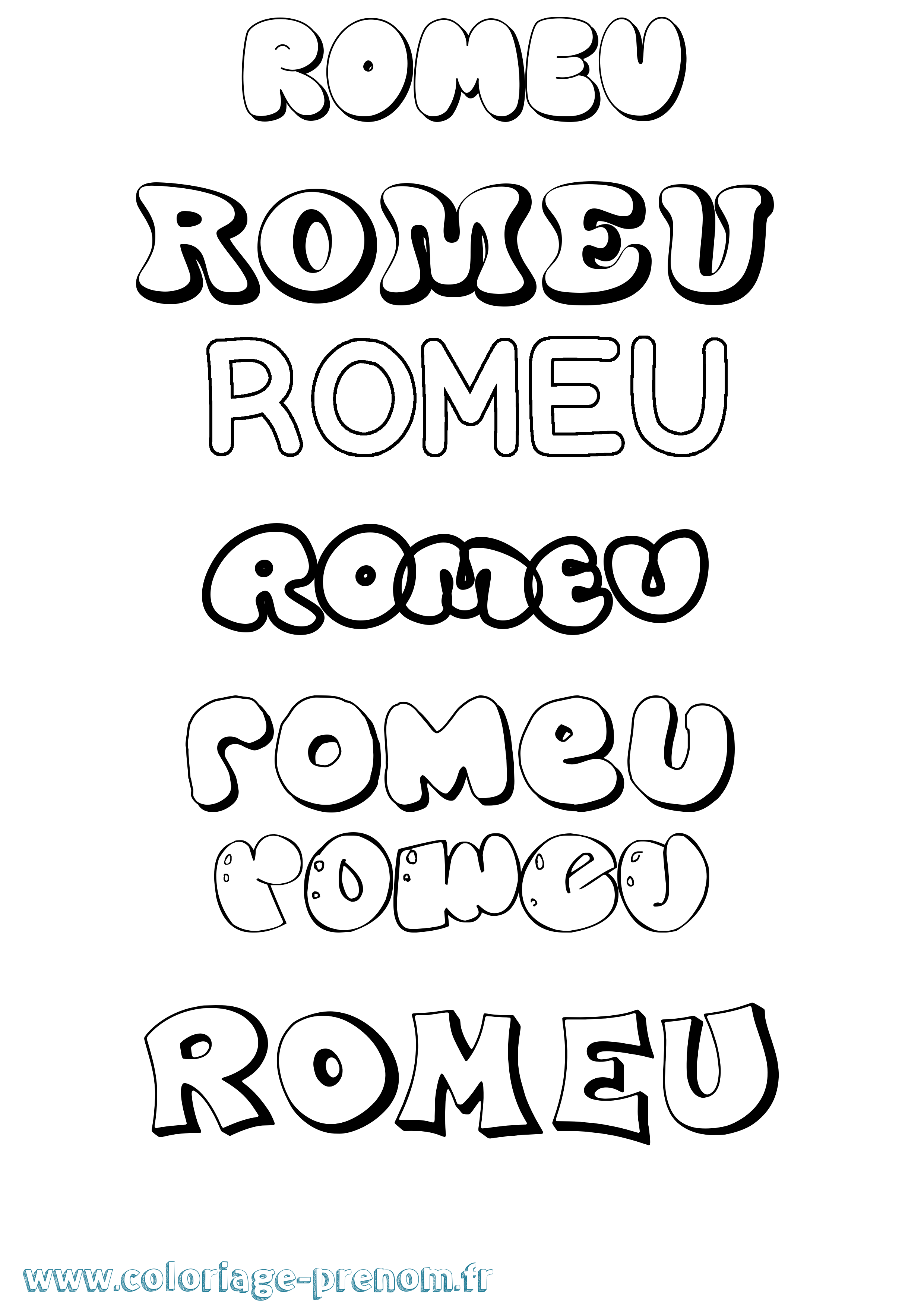 Coloriage Romeu Bubble Coloriage prénom Romeu Bubble