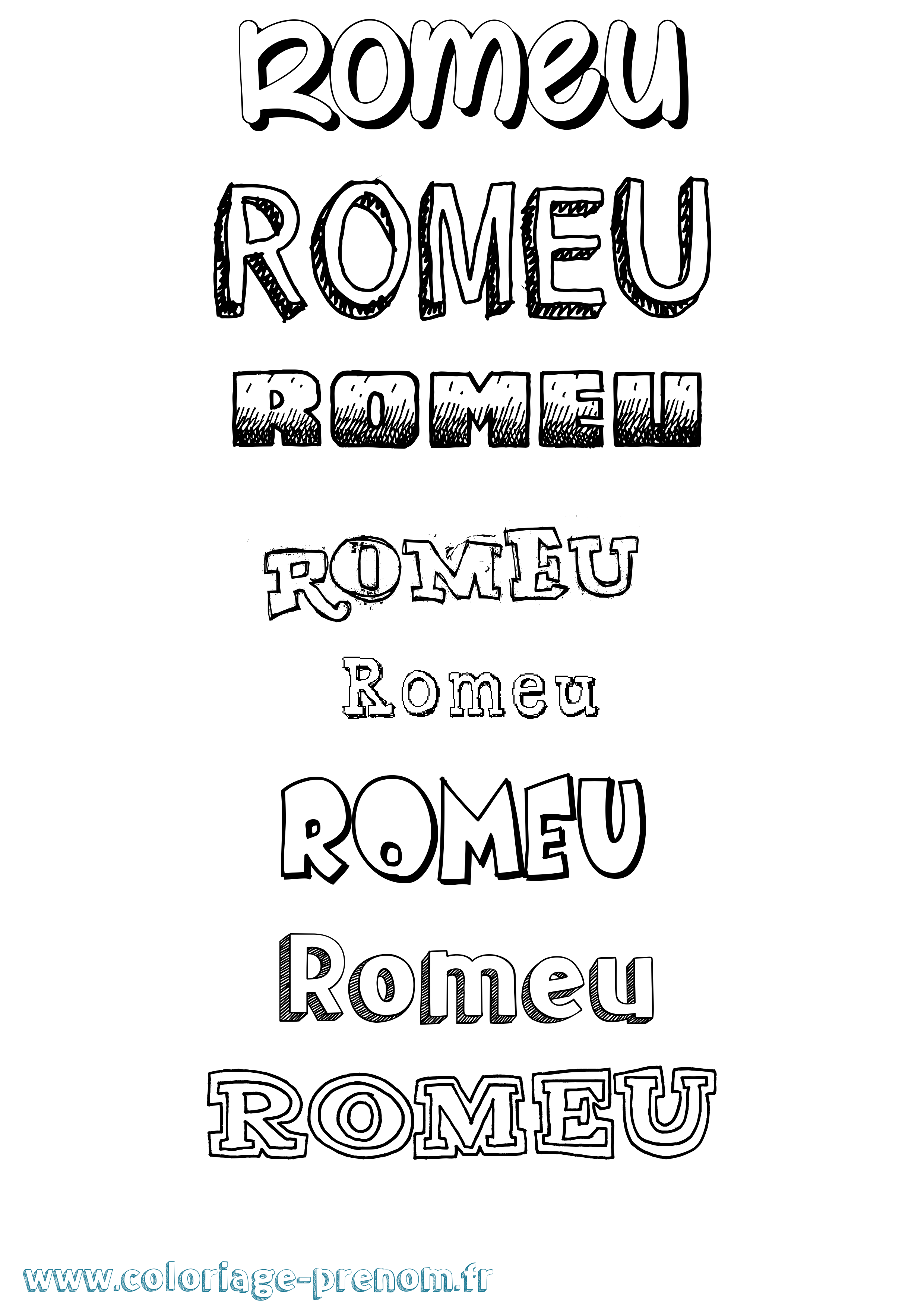 Coloriage Romeu Dessiné Coloriage prénom Romeu Dessiné