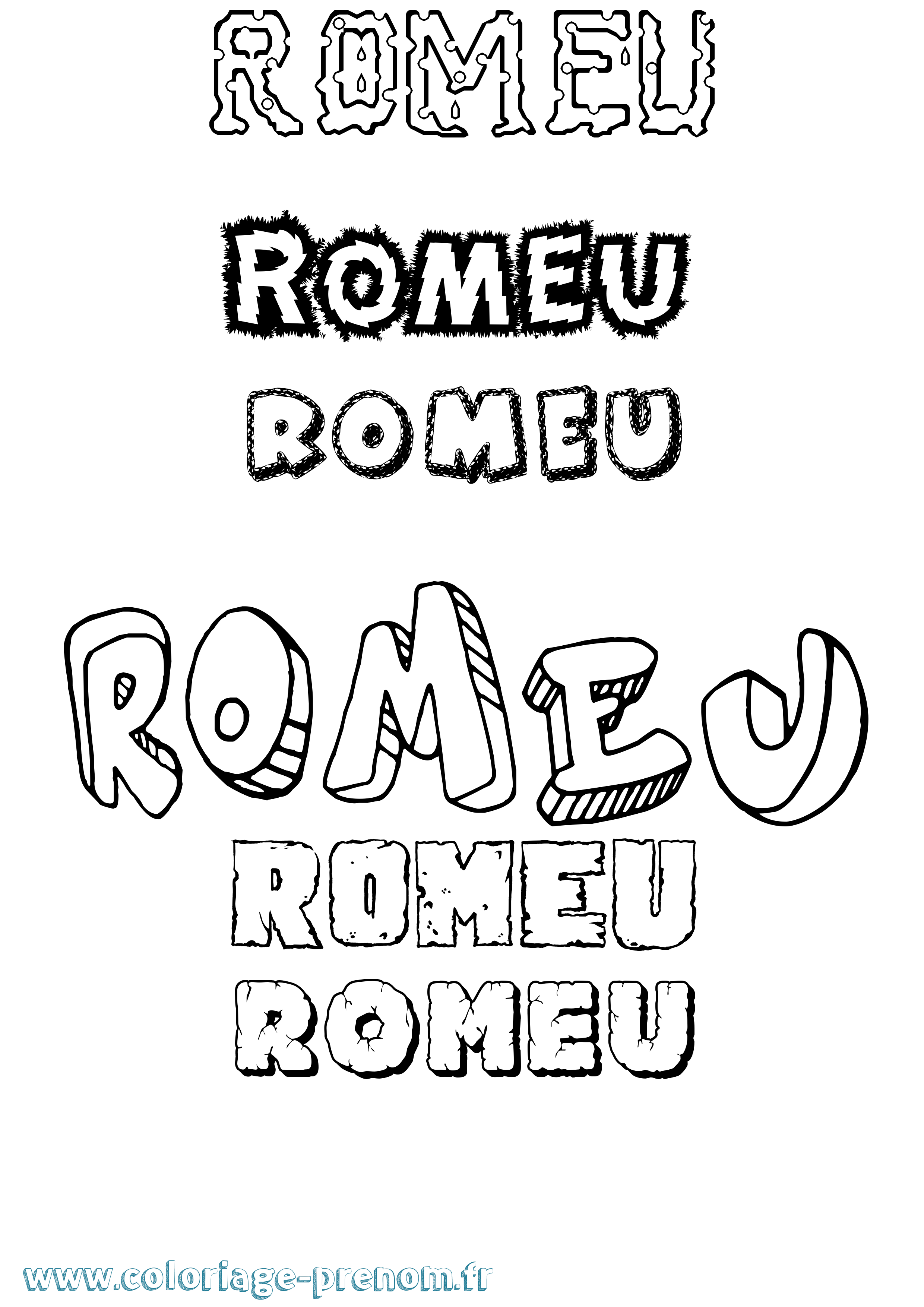 Coloriage Romeu Destructuré Coloriage prénom Romeu Destructuré