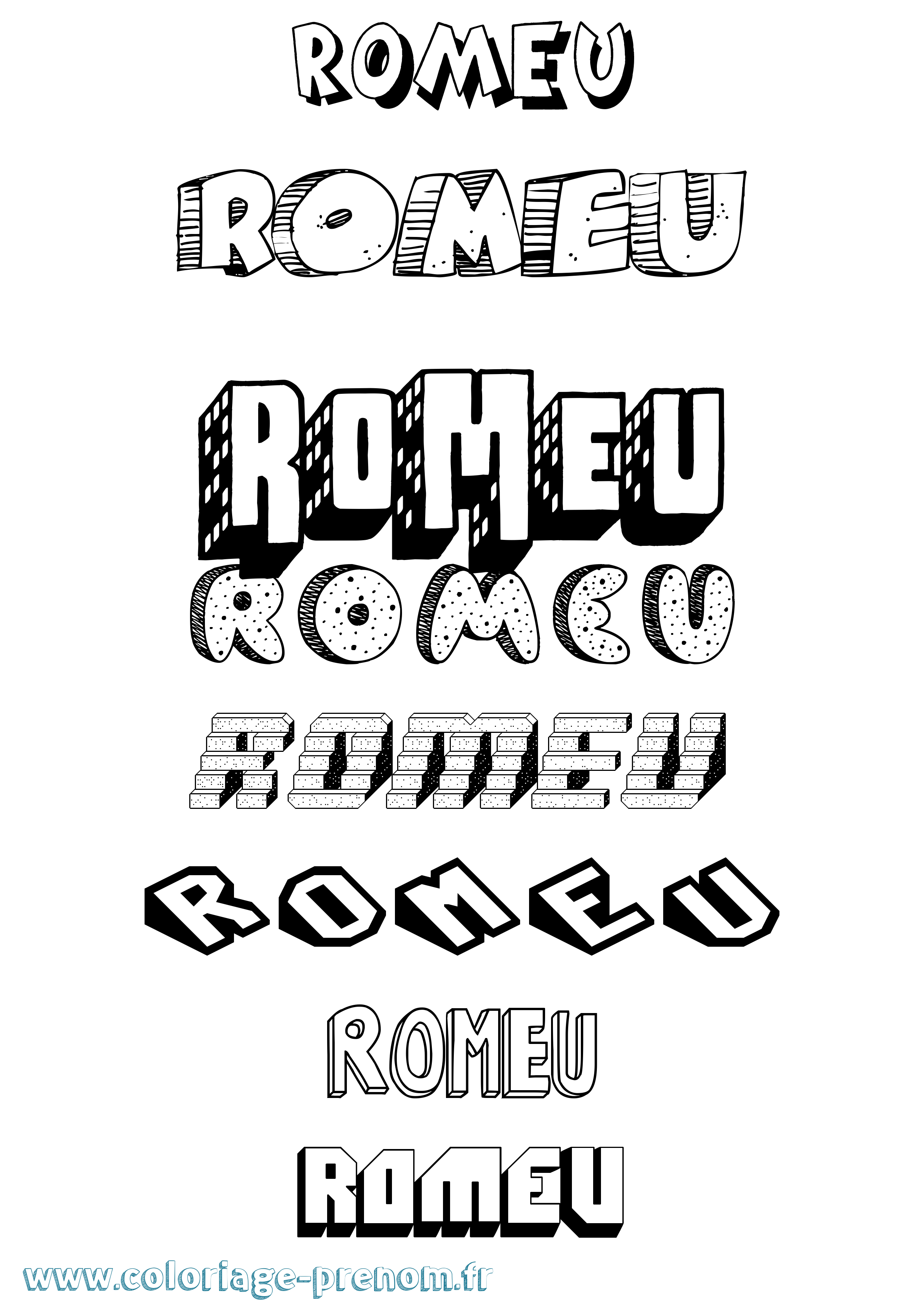 Coloriage Romeu Effet 3D Coloriage prénom Romeu Effet 3D