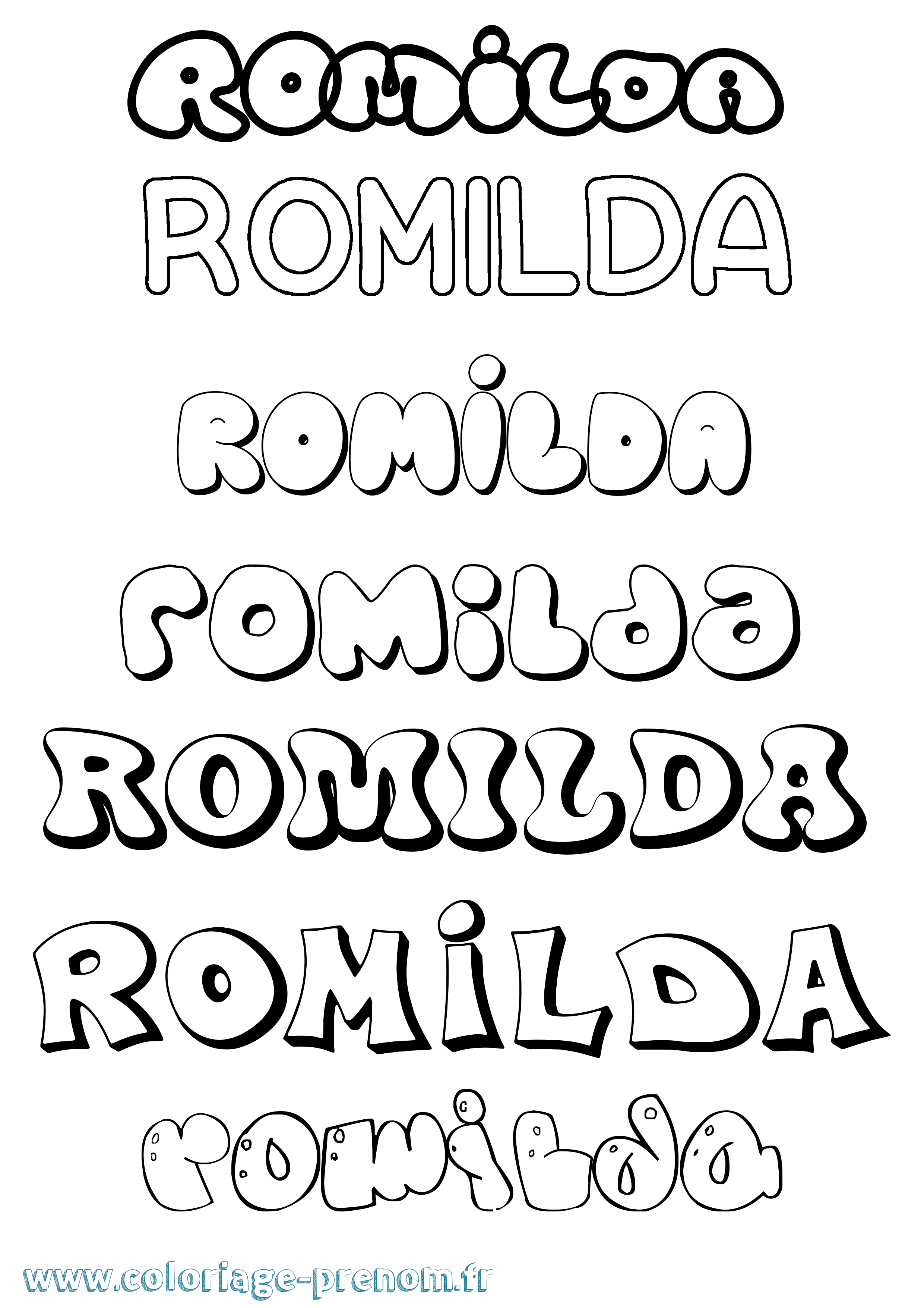 Coloriage Romilda Bubble Coloriage prénom Romilda Bubble