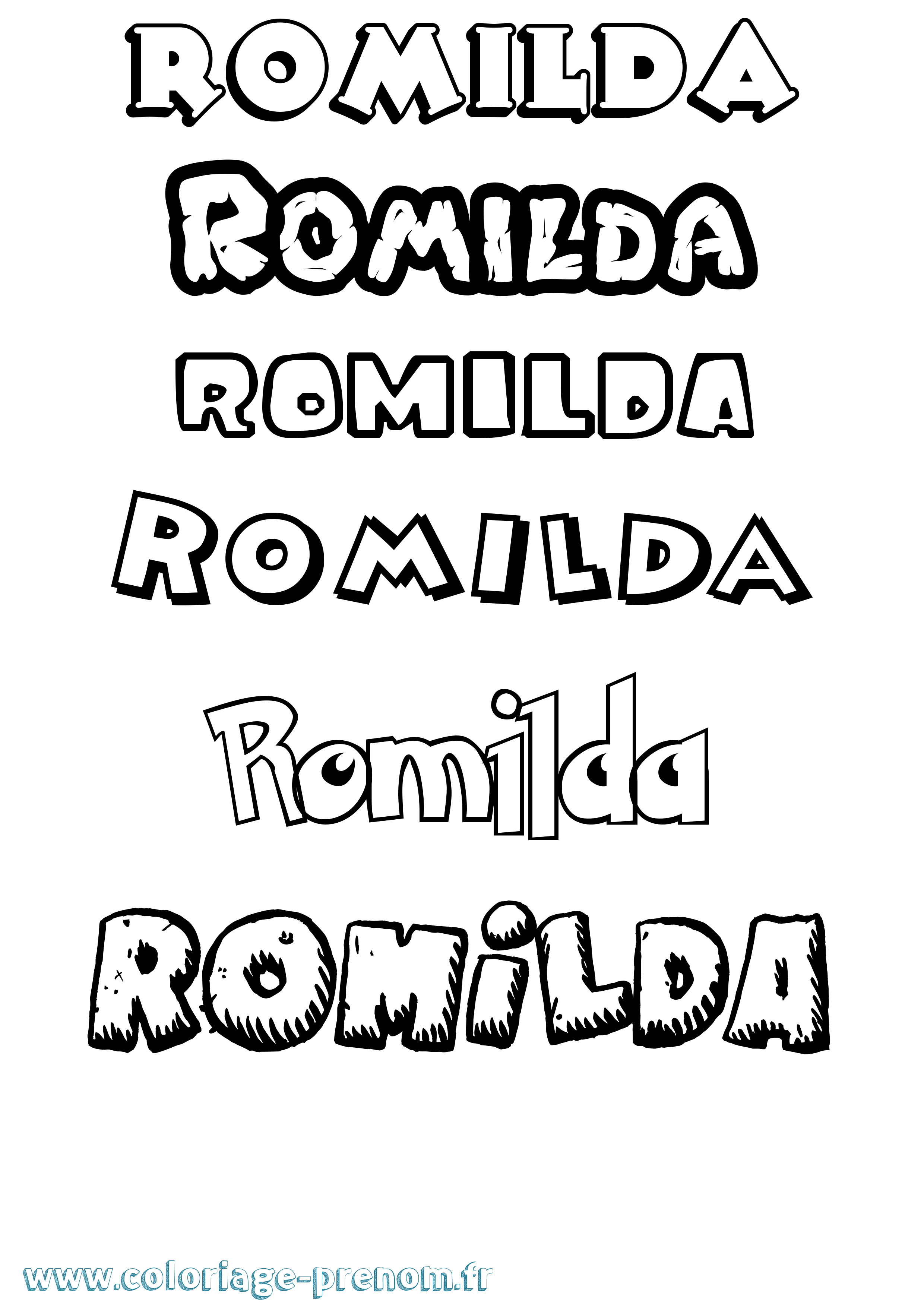 Coloriage Romilda Dessin Animé Coloriage prénom Romilda Dessin Animé
