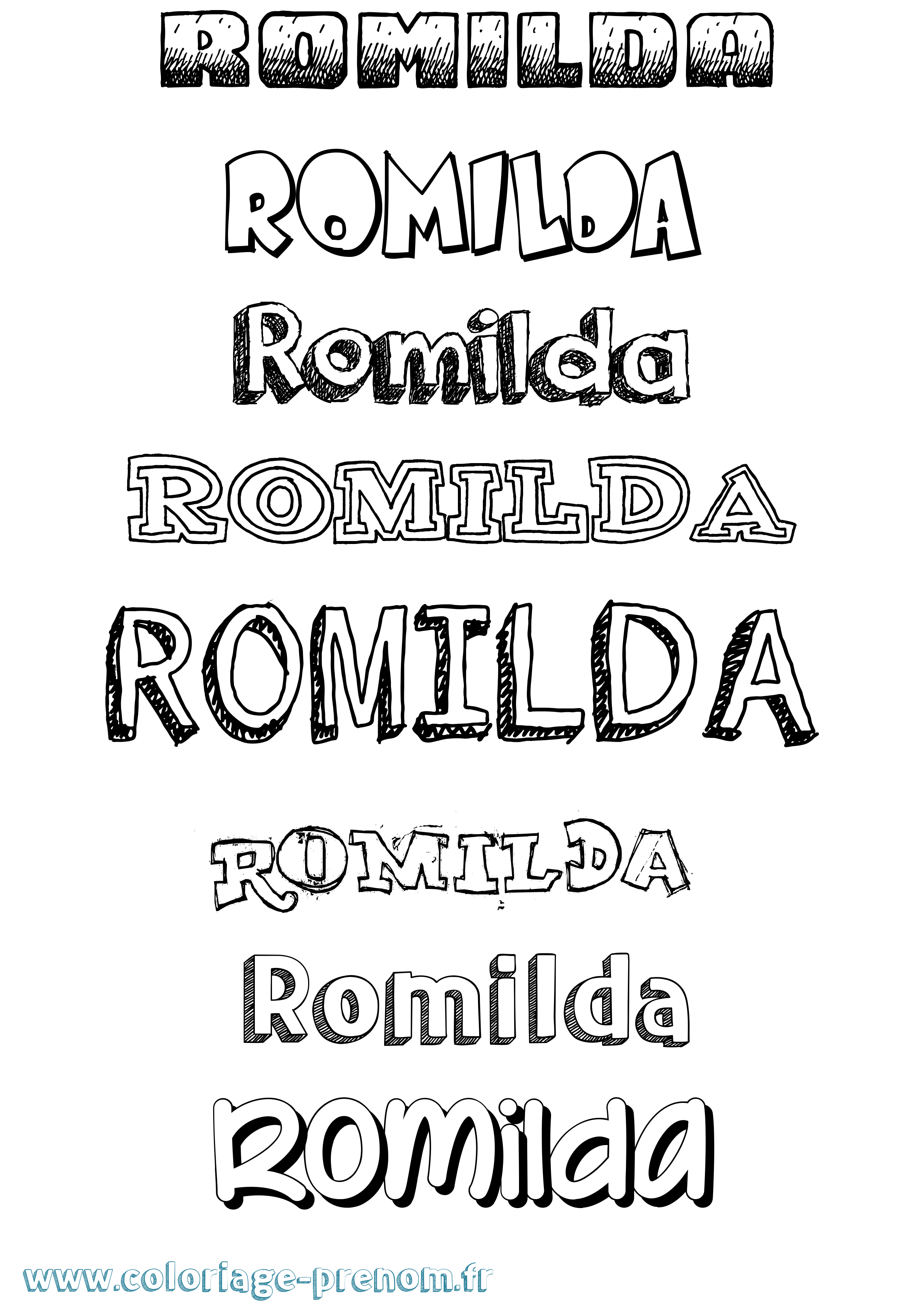 Coloriage Romilda Dessiné Coloriage prénom Romilda Dessiné