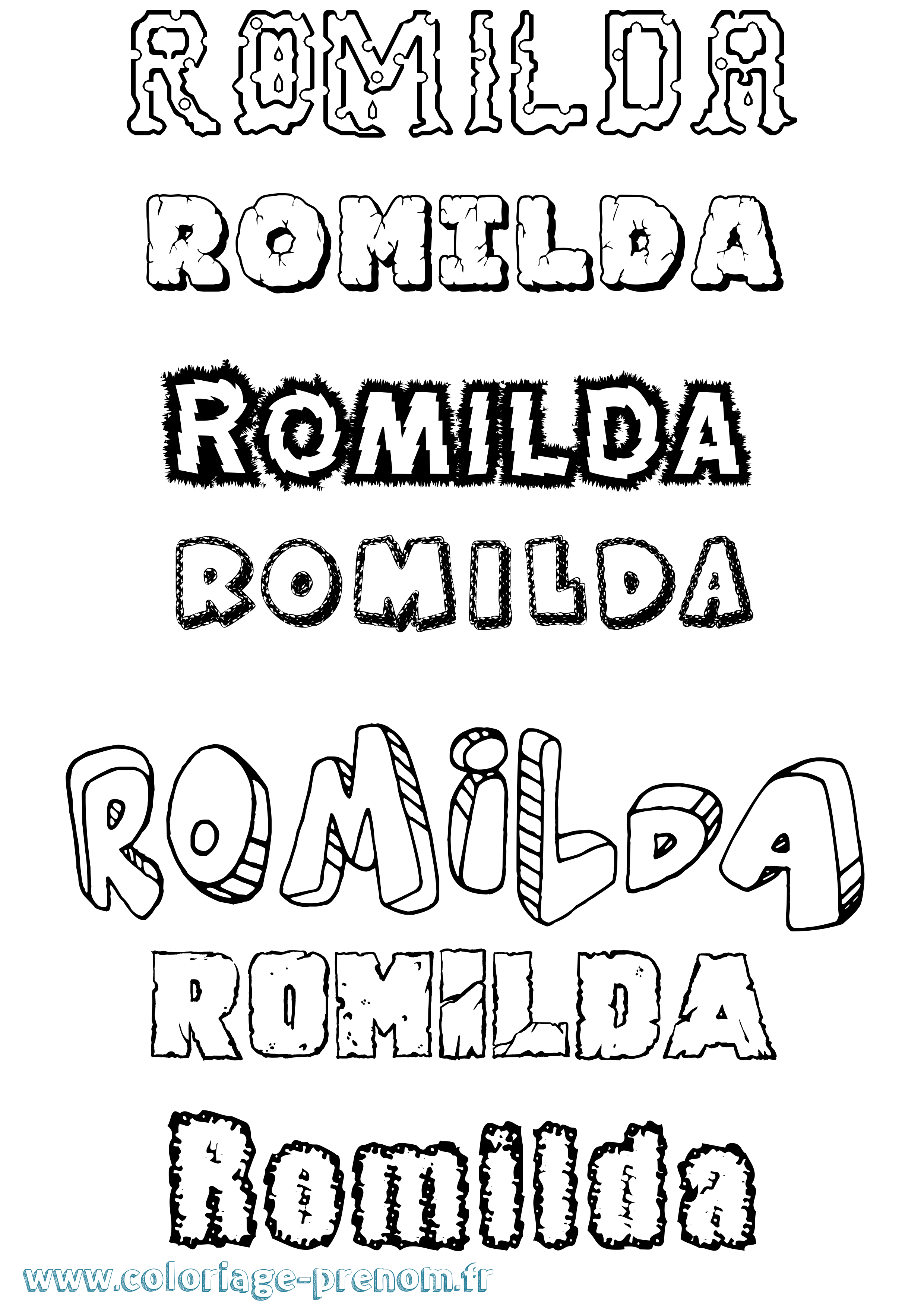 Coloriage Romilda Destructuré Coloriage prénom Romilda Destructuré
