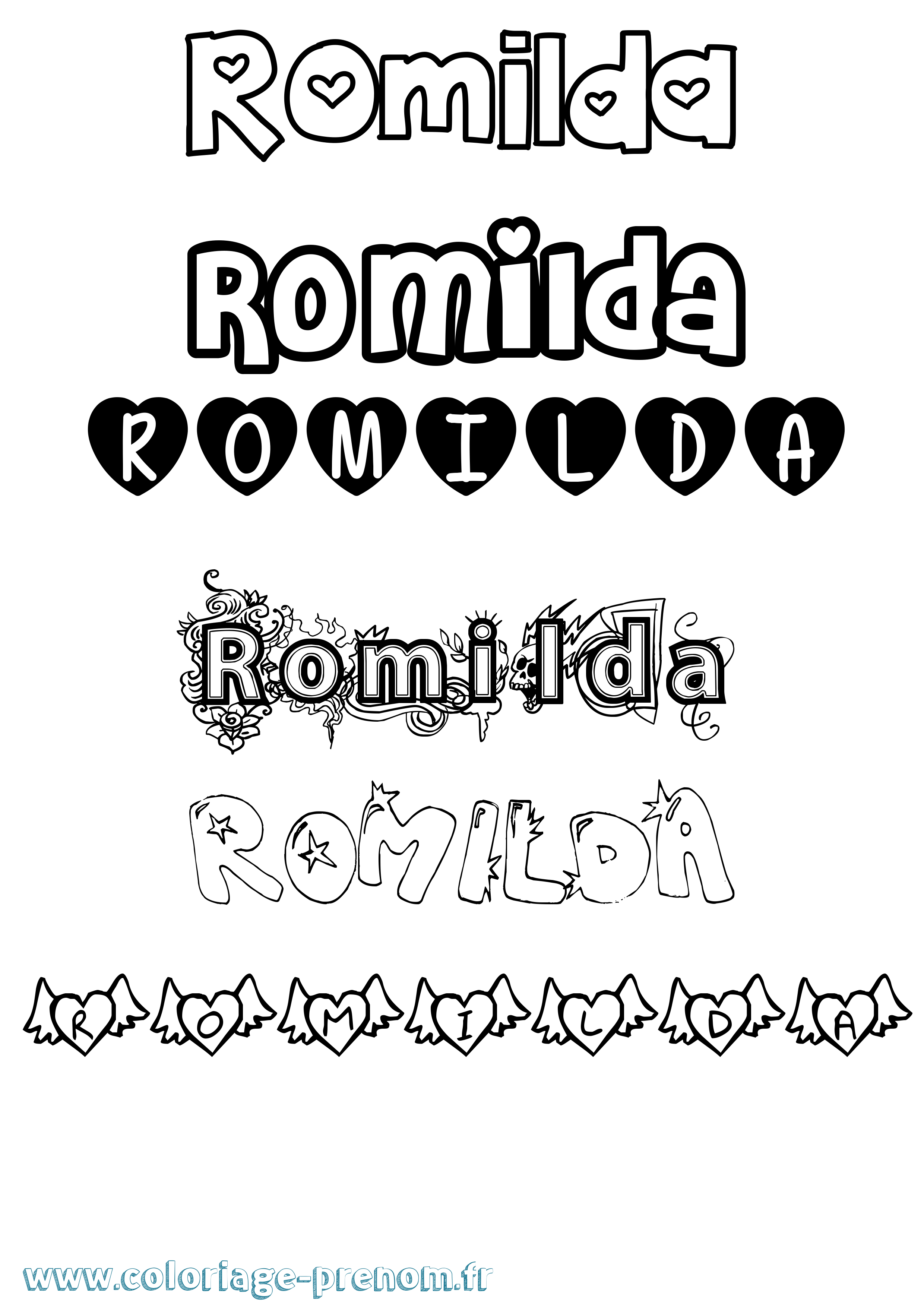 Coloriage Romilda Girly Coloriage prénom Romilda Girly