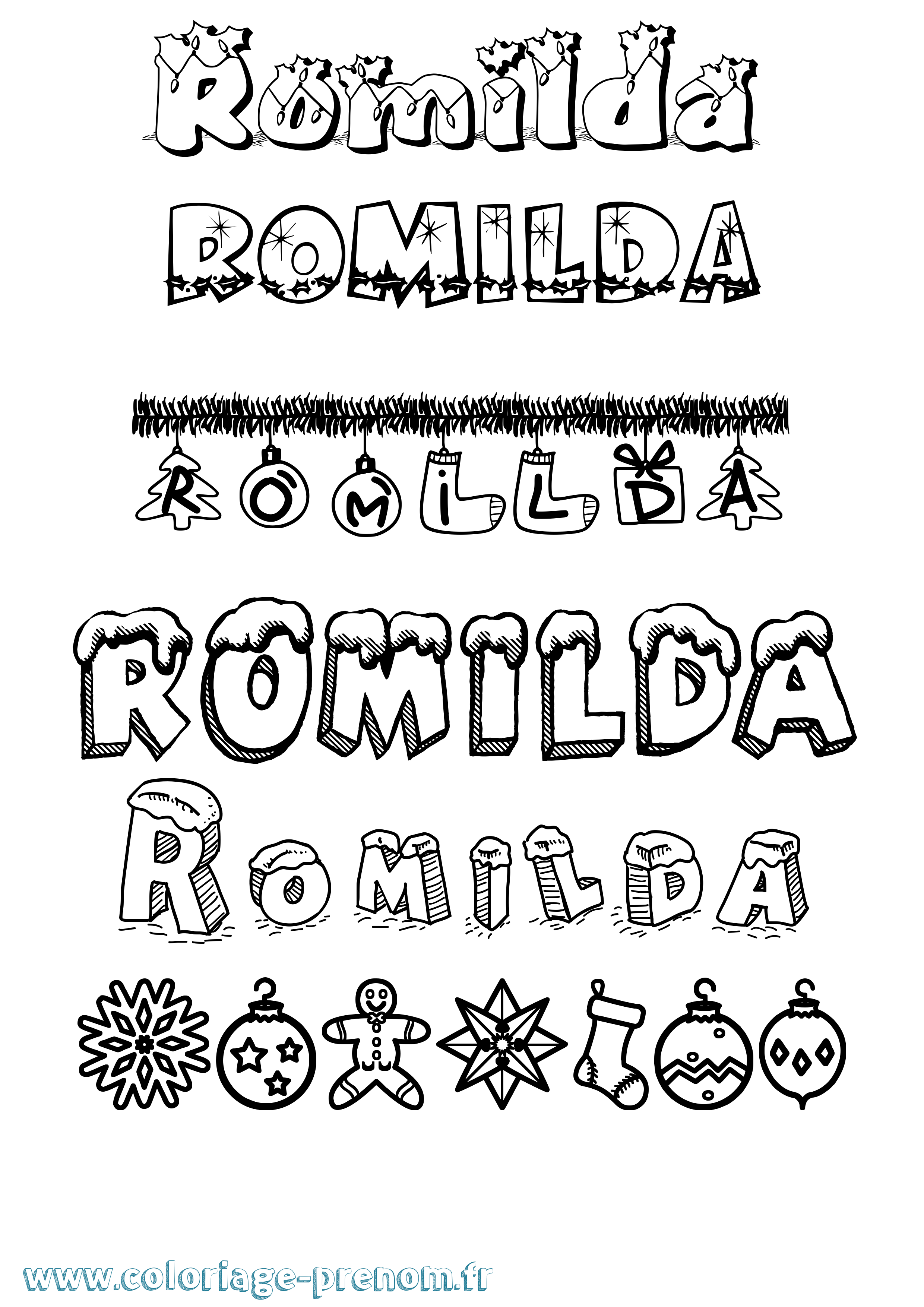 Coloriage Romilda Noël Coloriage prénom Romilda Noël