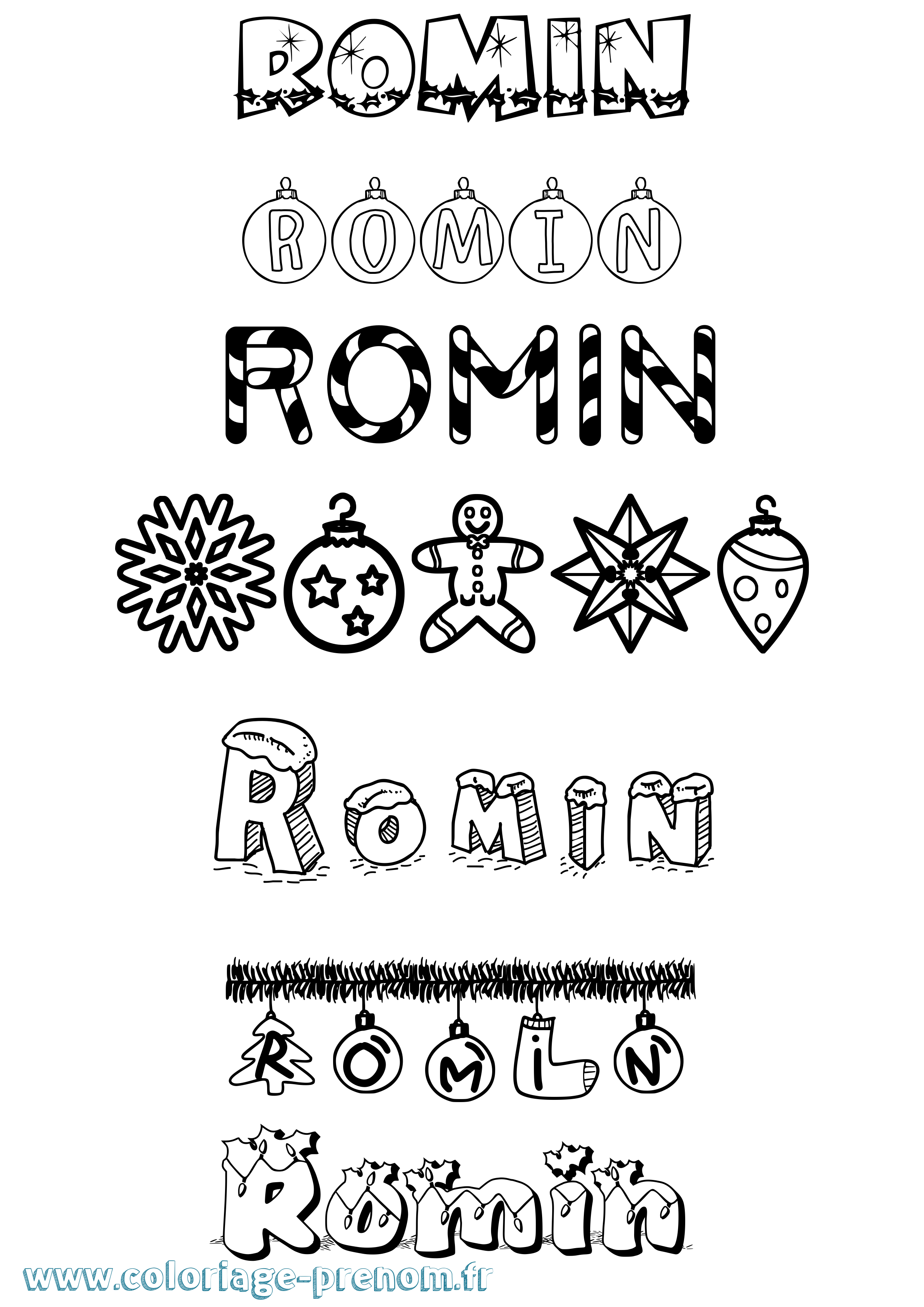Coloriage Romin Noël Coloriage prénom Romin Noël