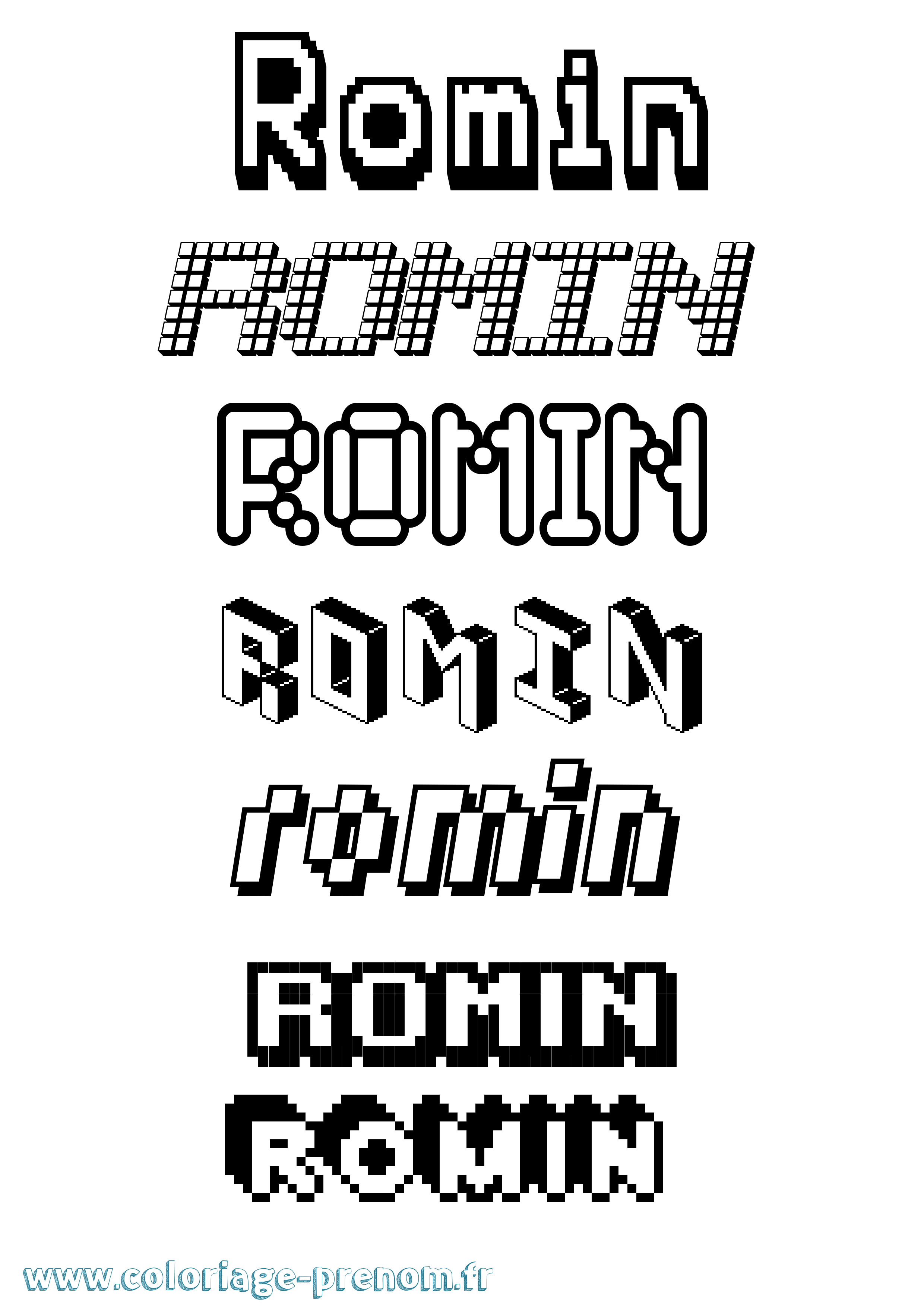 Coloriage Romin Pixel Coloriage prénom Romin Pixel