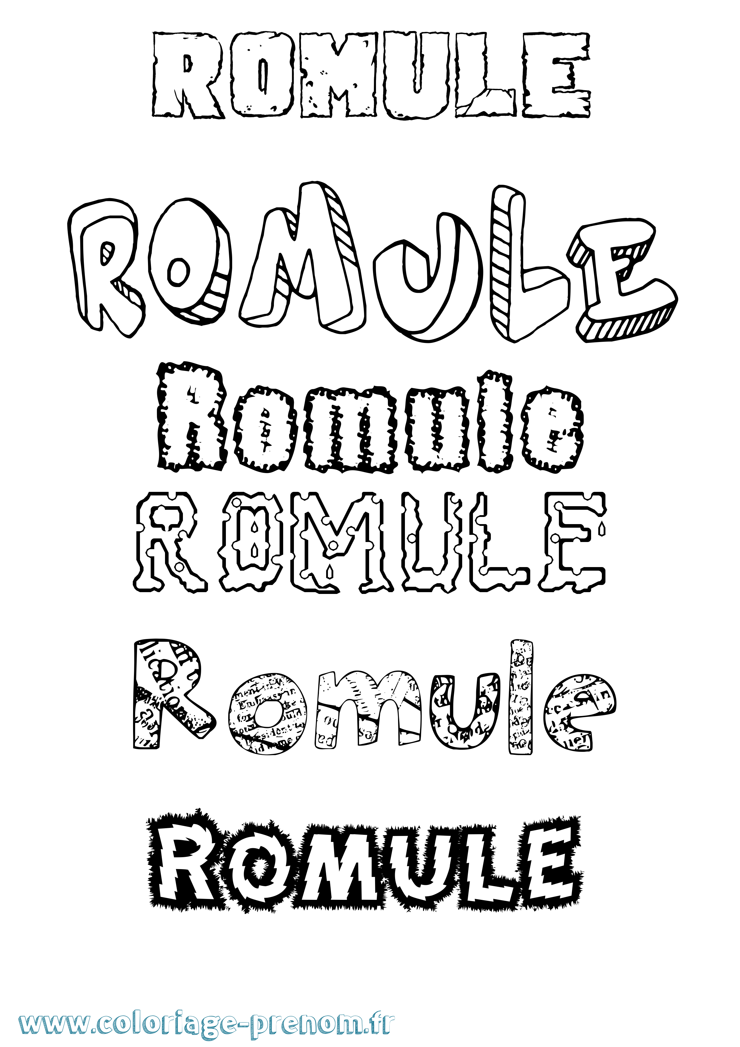 Coloriage Romule Destructuré Coloriage prénom Romule Destructuré