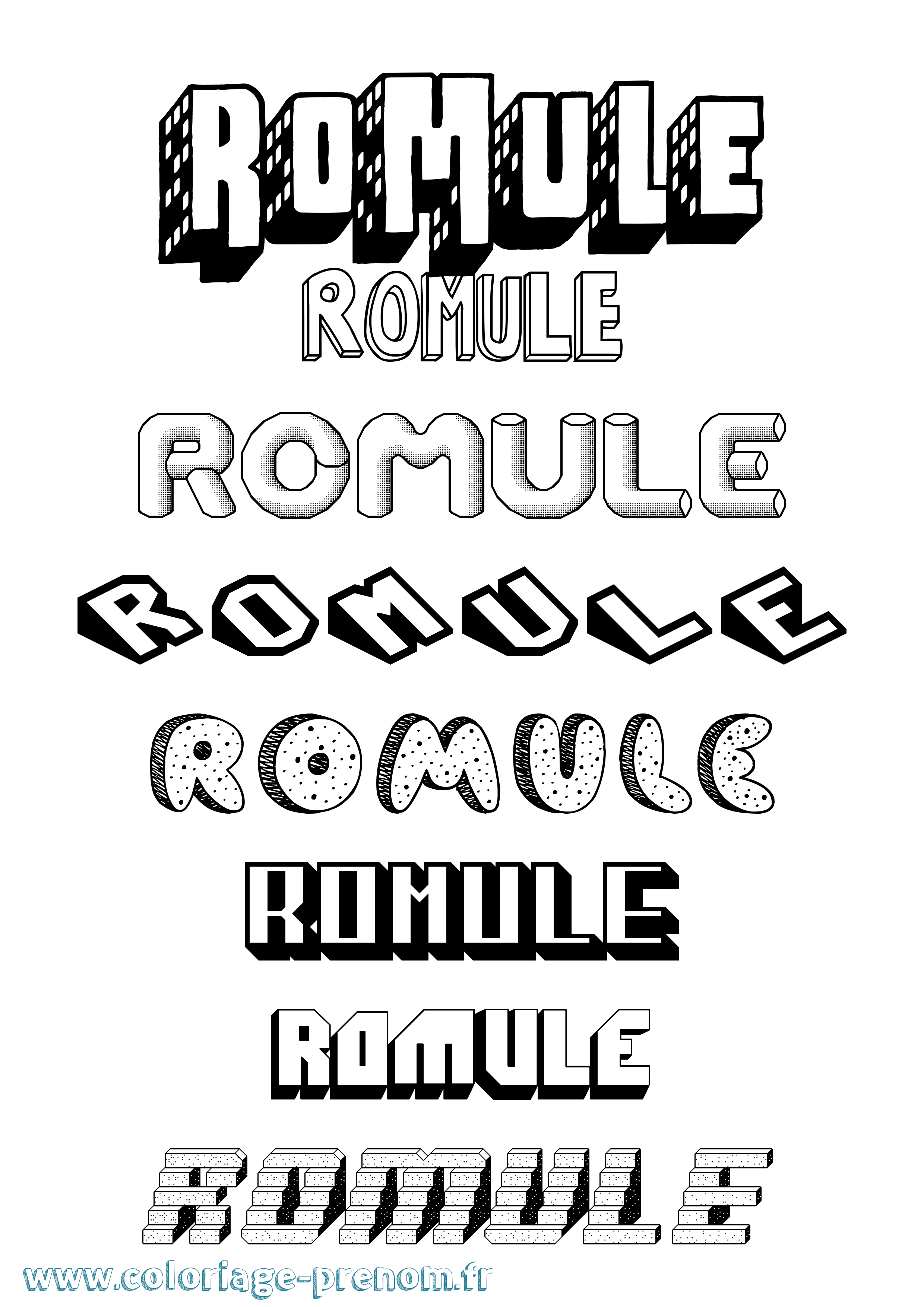 Coloriage Romule Effet 3D Coloriage prénom Romule Effet 3D