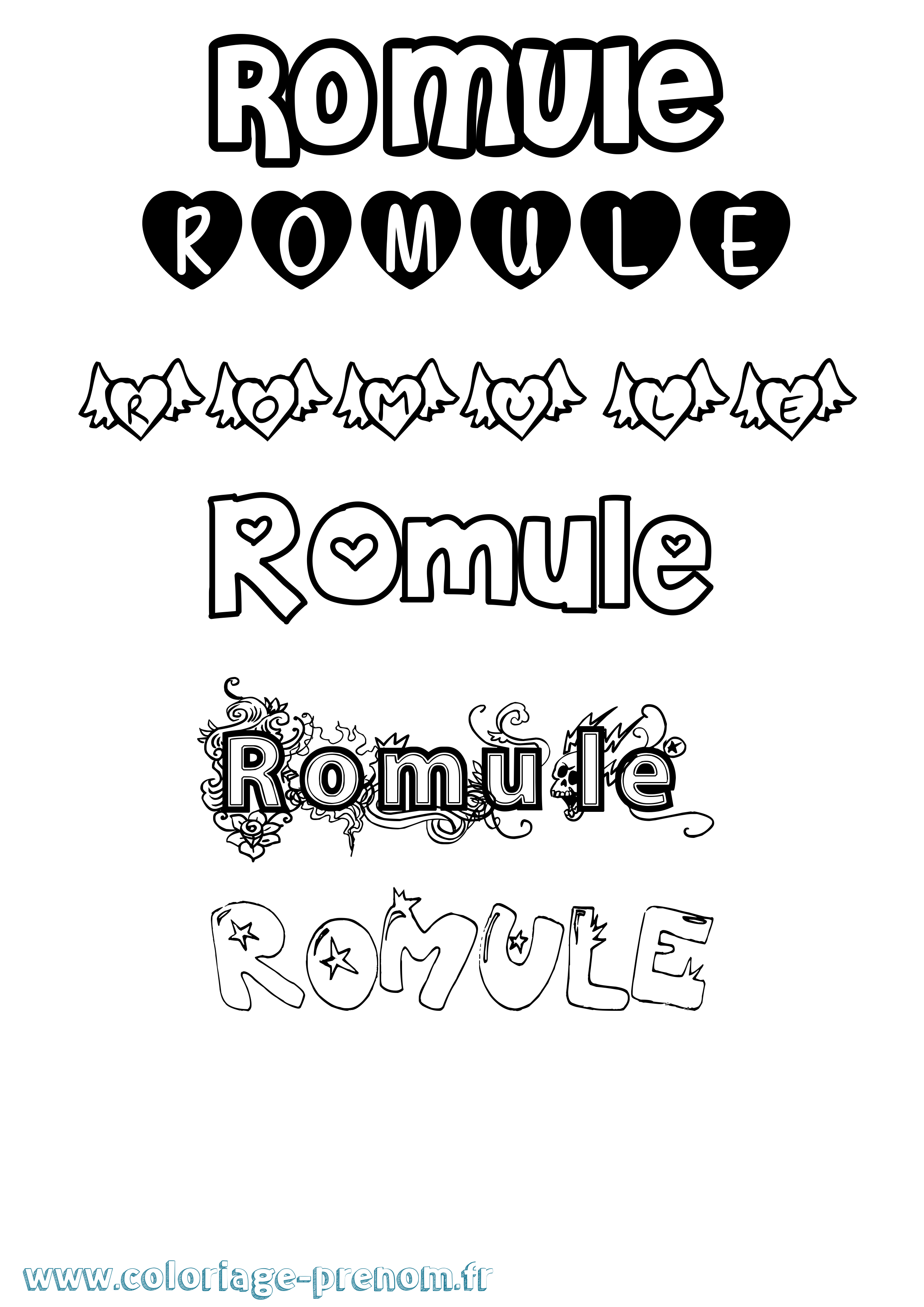 Coloriage Romule Girly Coloriage prénom Romule Girly