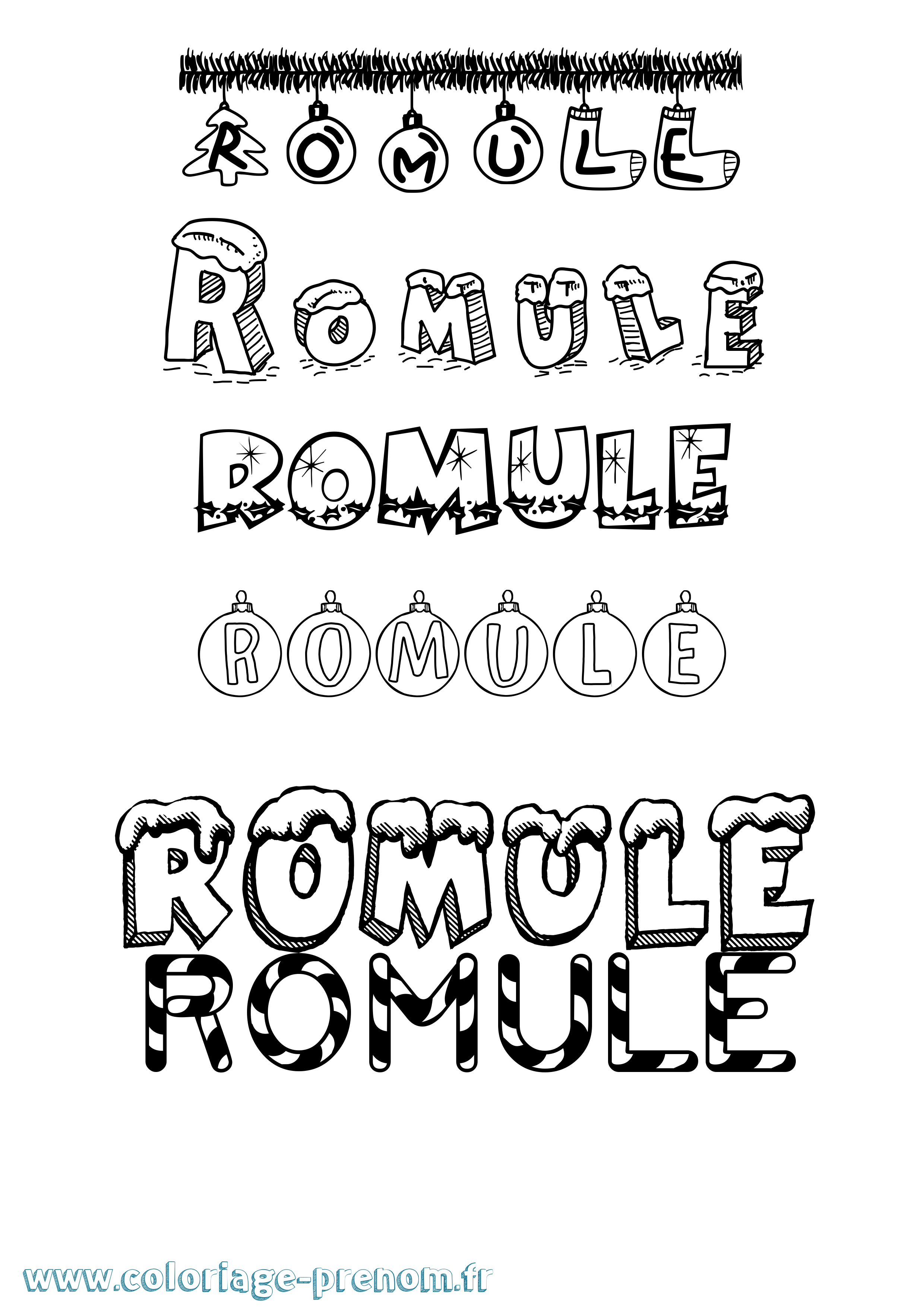 Coloriage Romule Noël Coloriage prénom Romule Noël