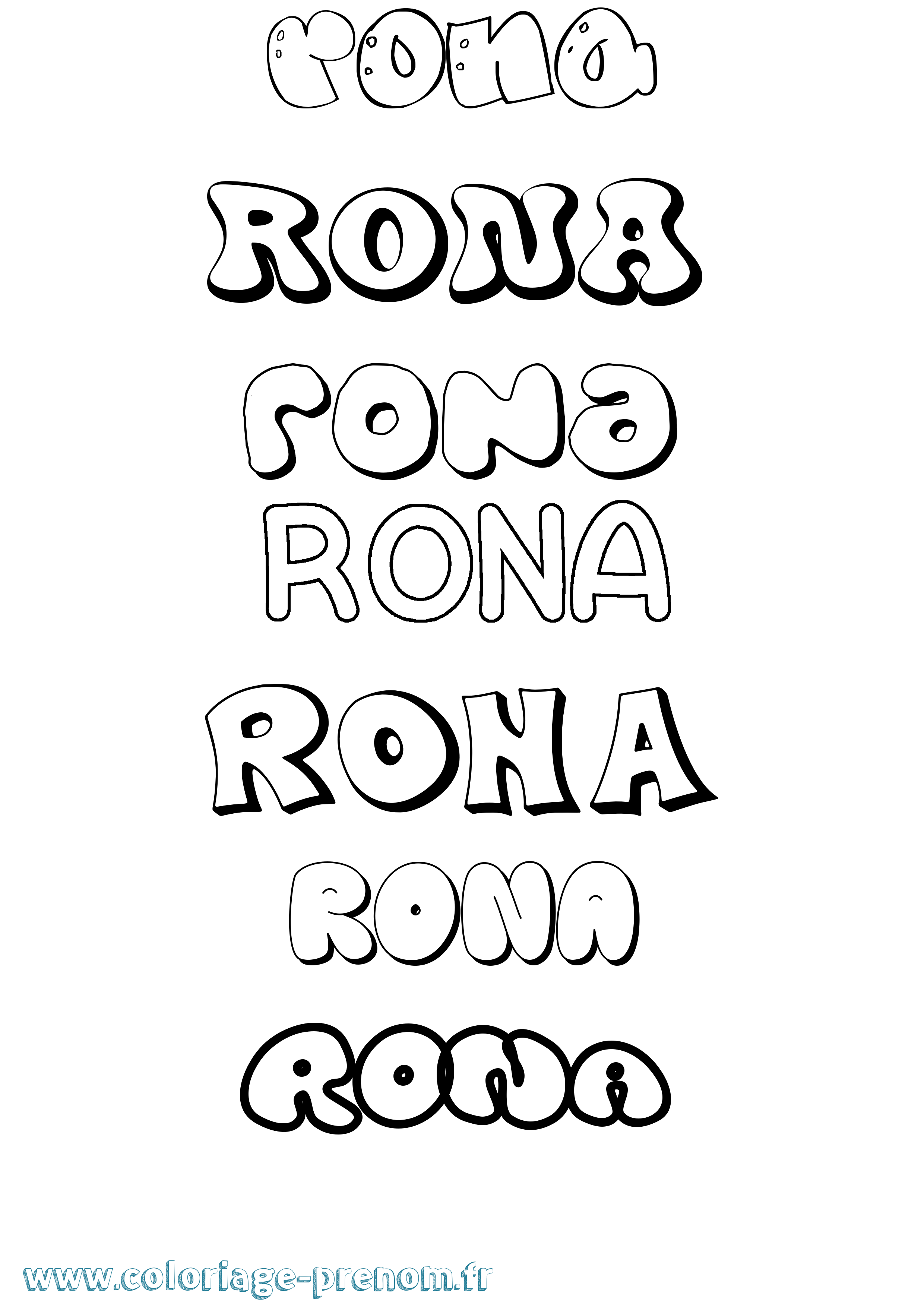 Coloriage Rona Bubble Coloriage prénom Rona Bubble