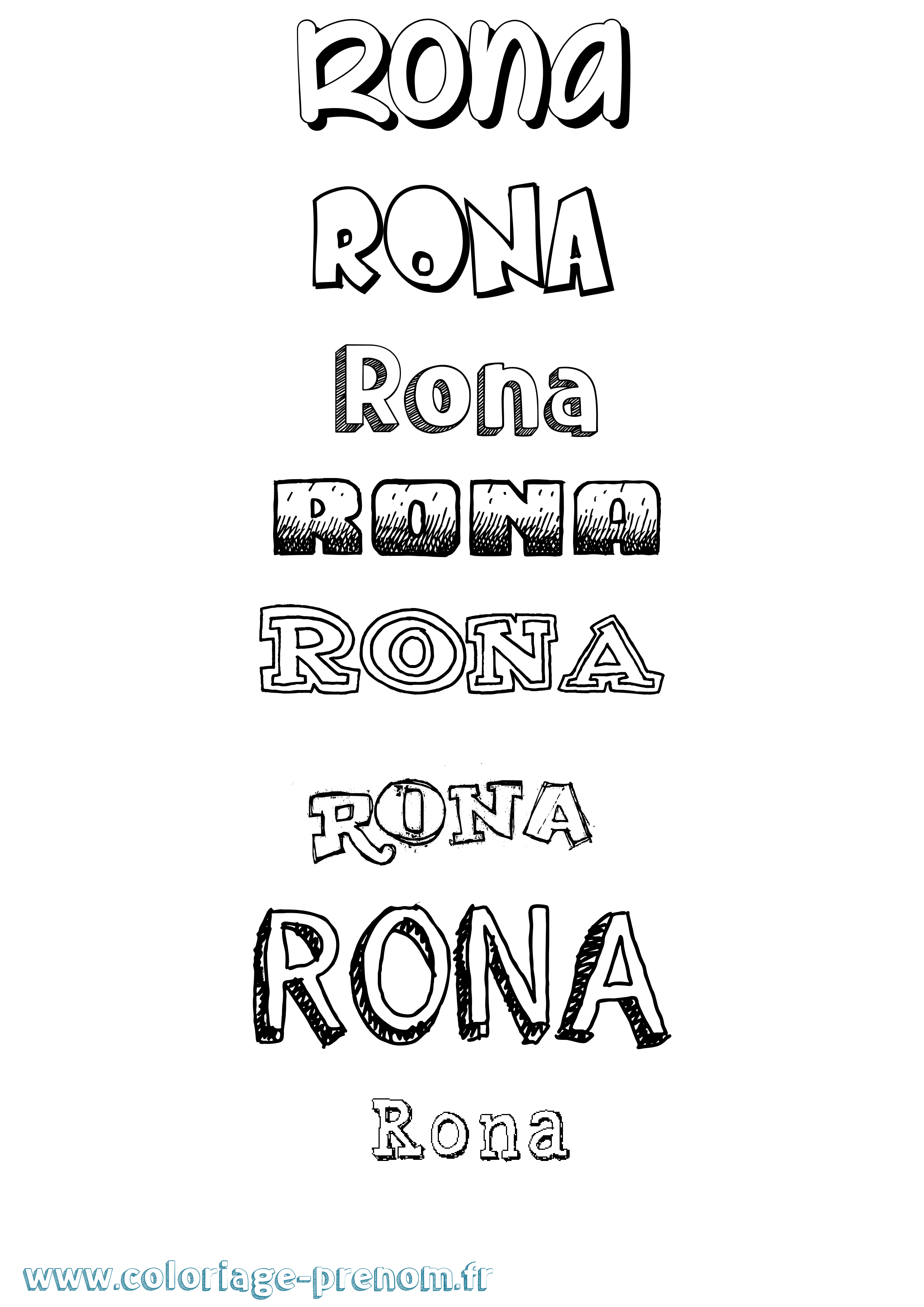 Coloriage Rona Dessiné Coloriage prénom Rona Dessiné