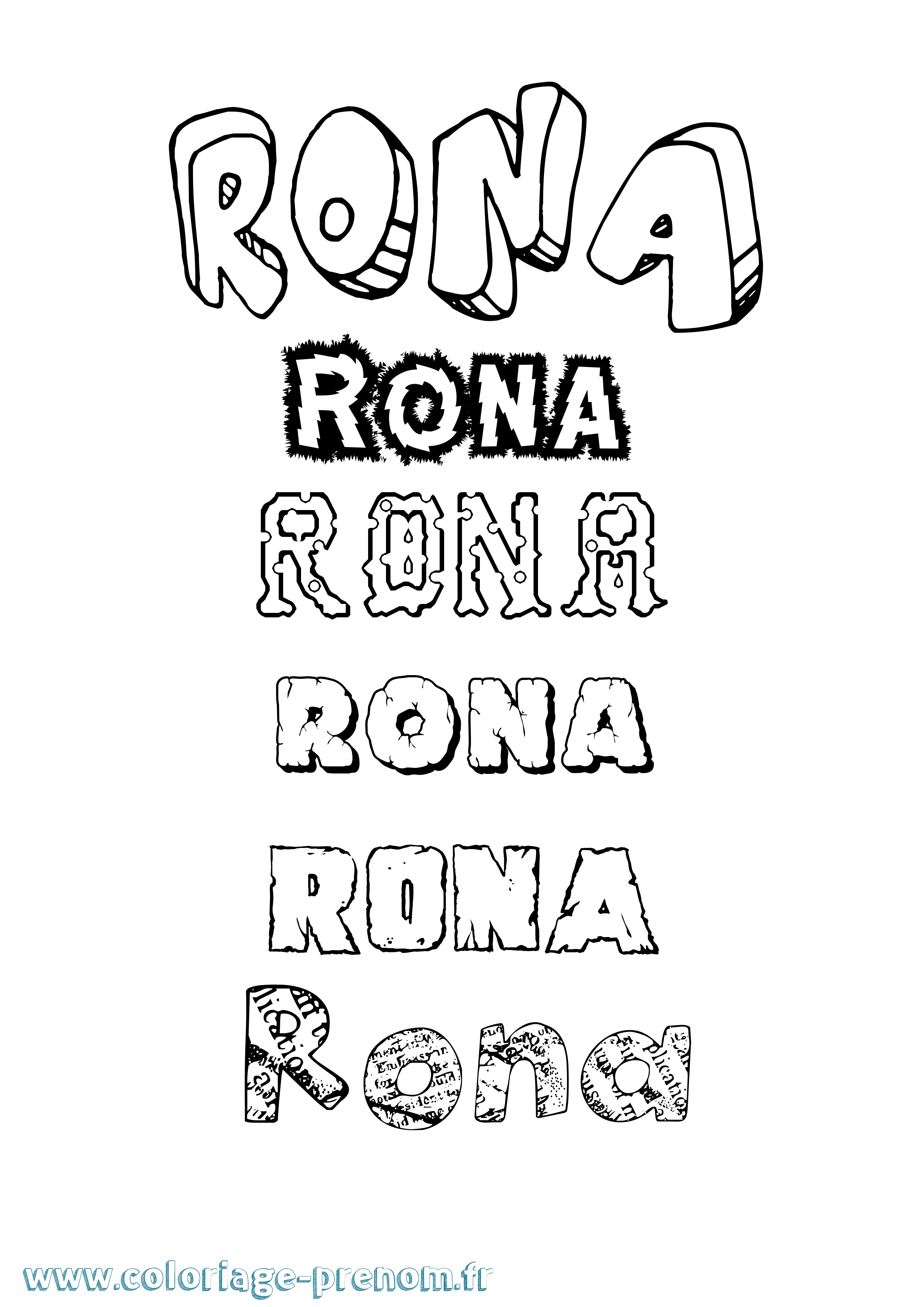 Coloriage Rona Destructuré Coloriage prénom Rona Destructuré