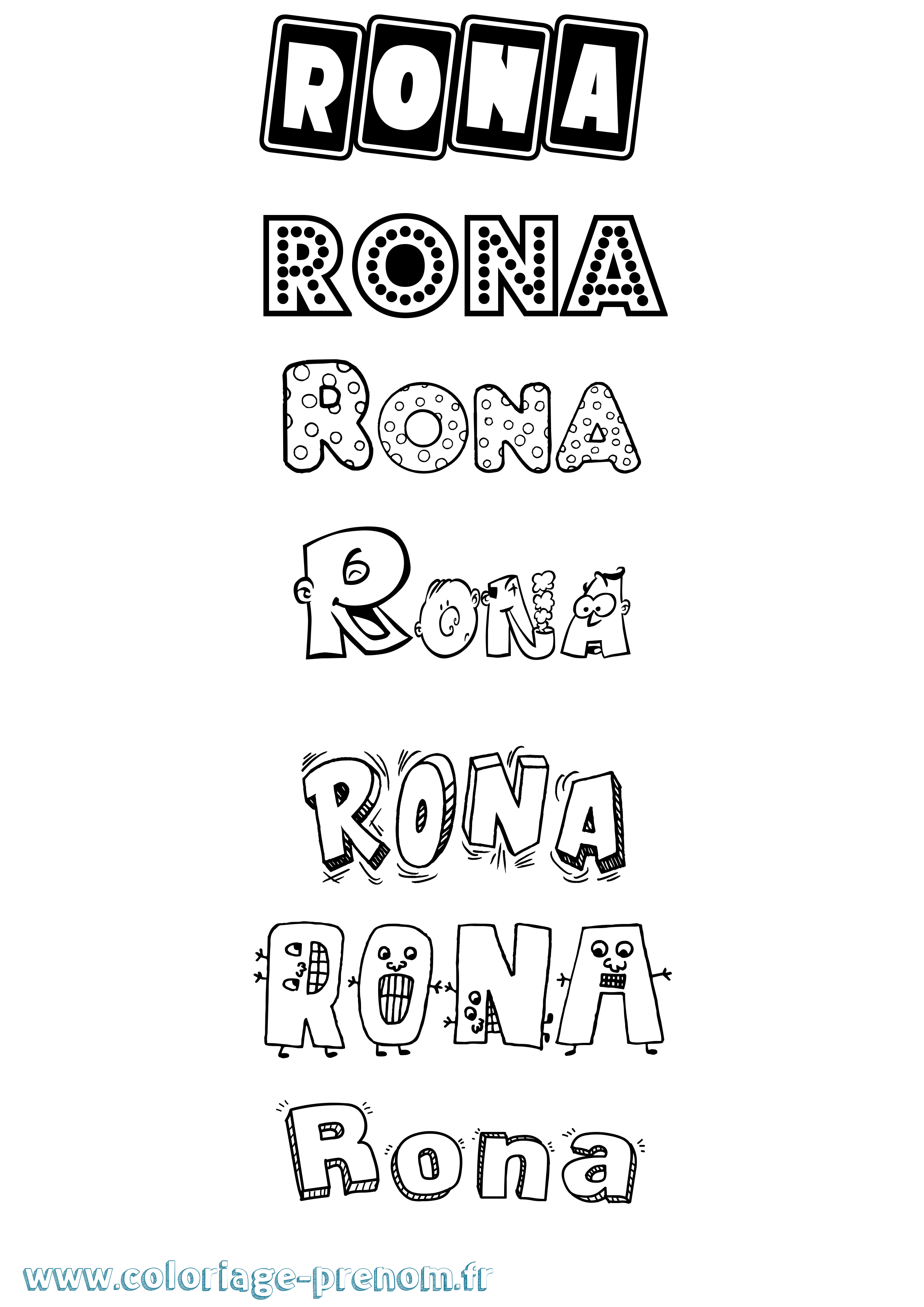 Coloriage Rona Fun Coloriage prénom Rona Fun
