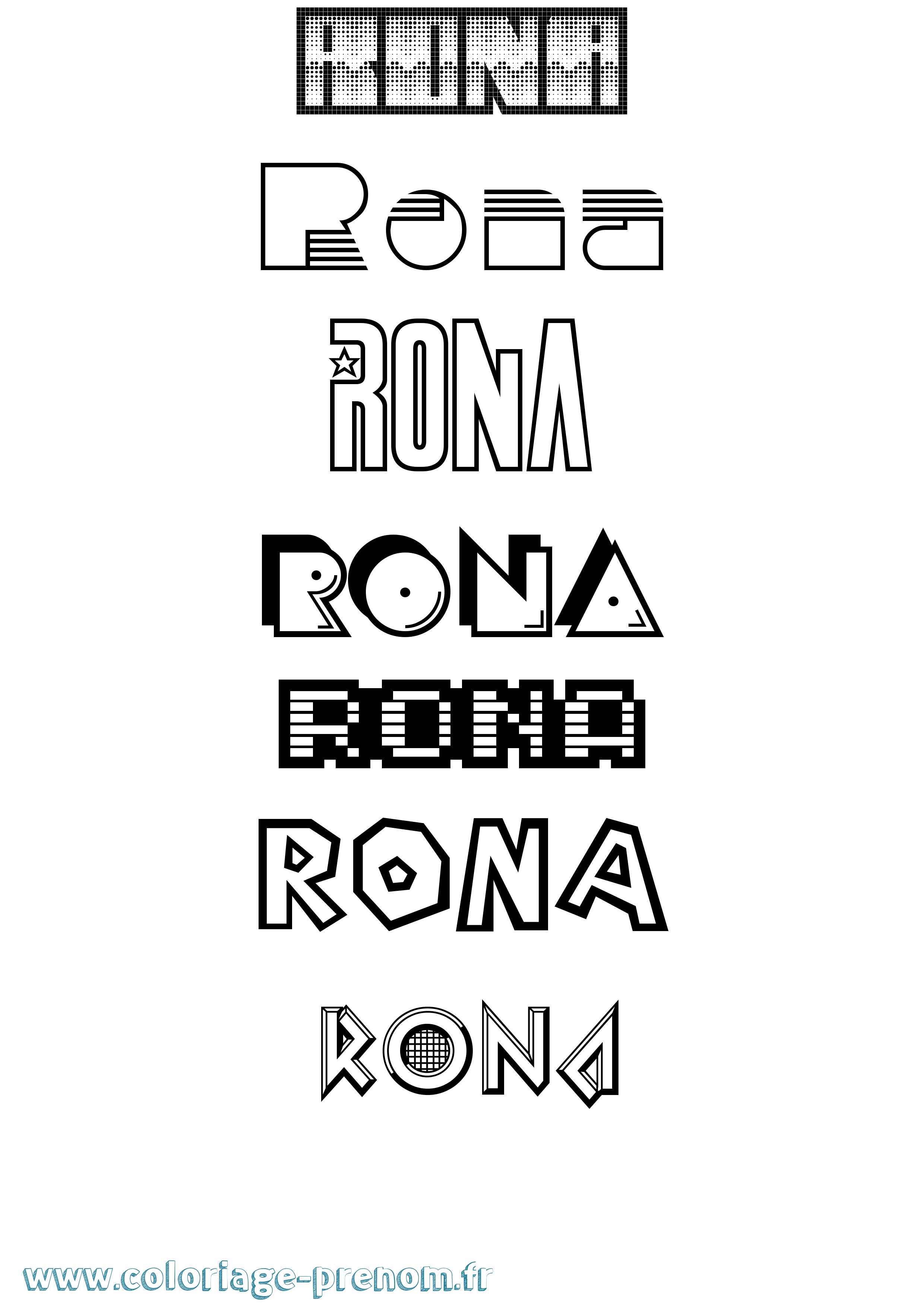 Coloriage Rona Jeux Vidéos Coloriage prénom Rona Jeux Vidéos