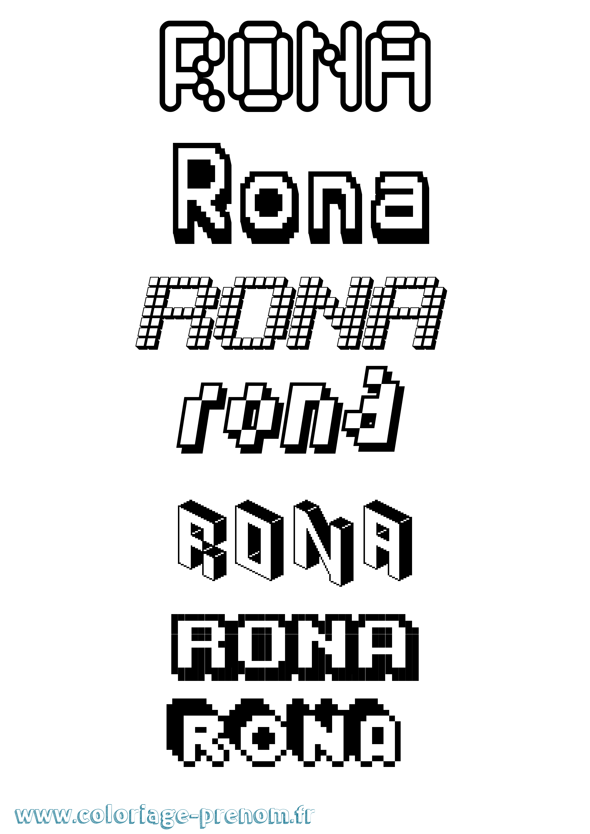 Coloriage Rona Pixel Coloriage prénom Rona Pixel