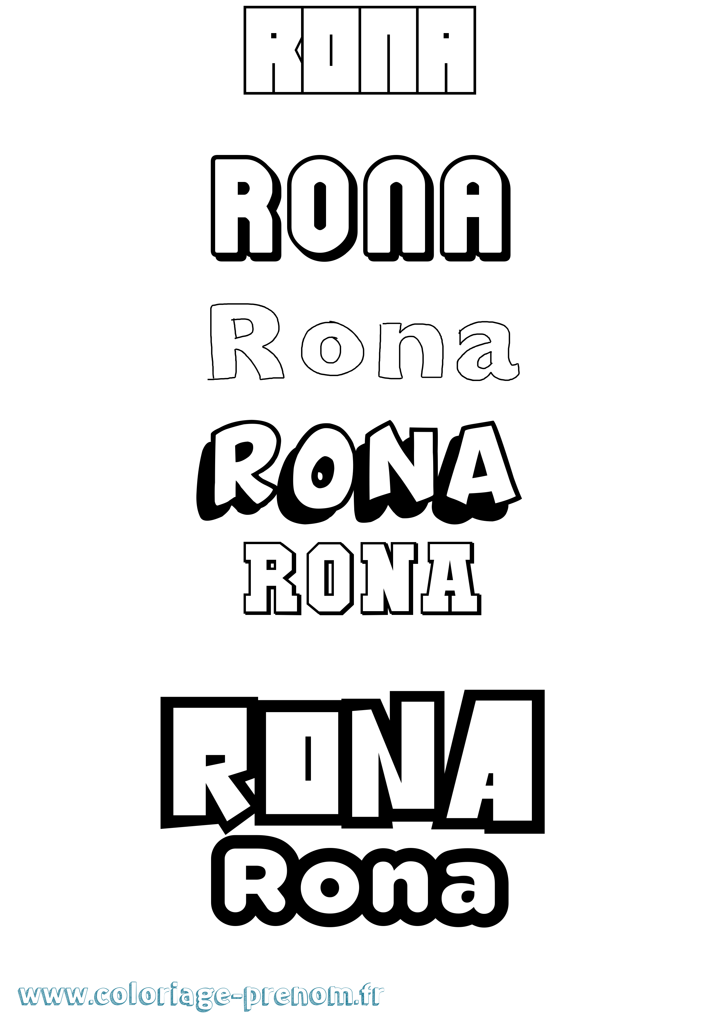 Coloriage Rona Simple Coloriage prénom Rona Simple