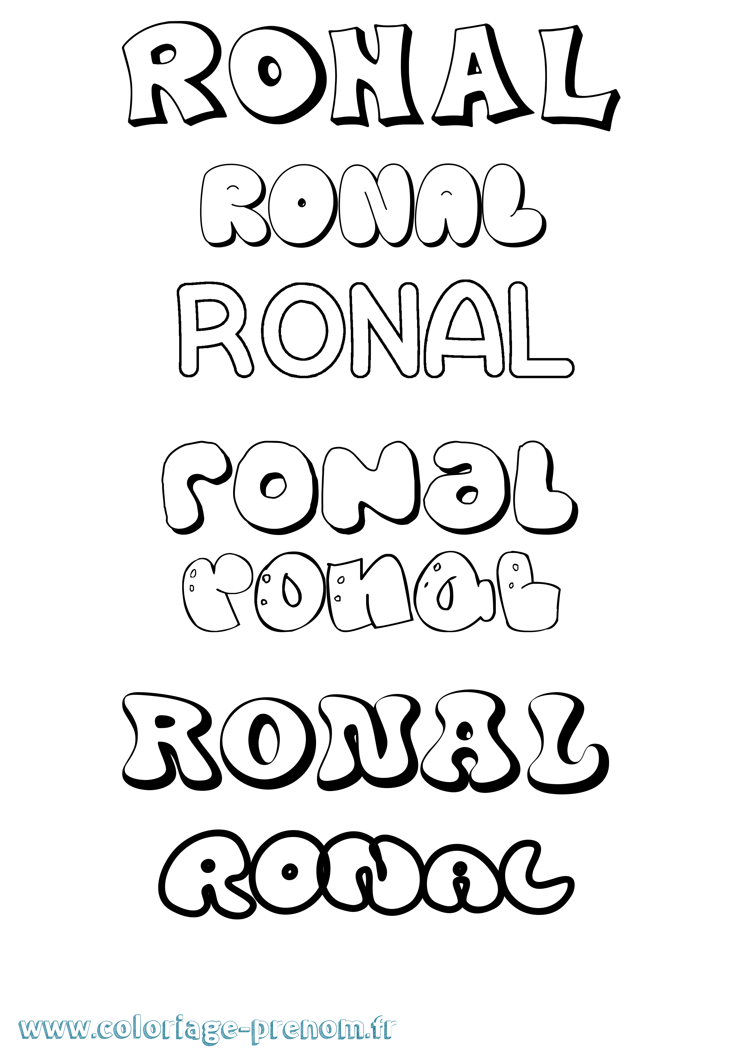 Coloriage Ronal Bubble Coloriage prénom Ronal Bubble