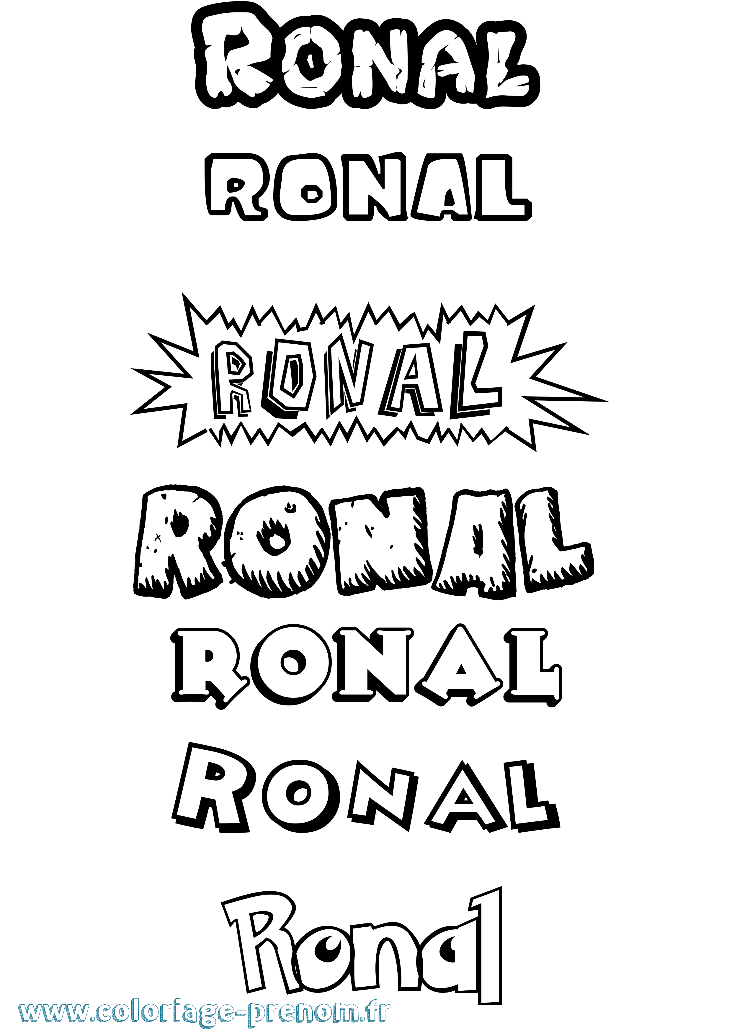 Coloriage Ronal Dessin Animé Coloriage prénom Ronal Dessin Animé
